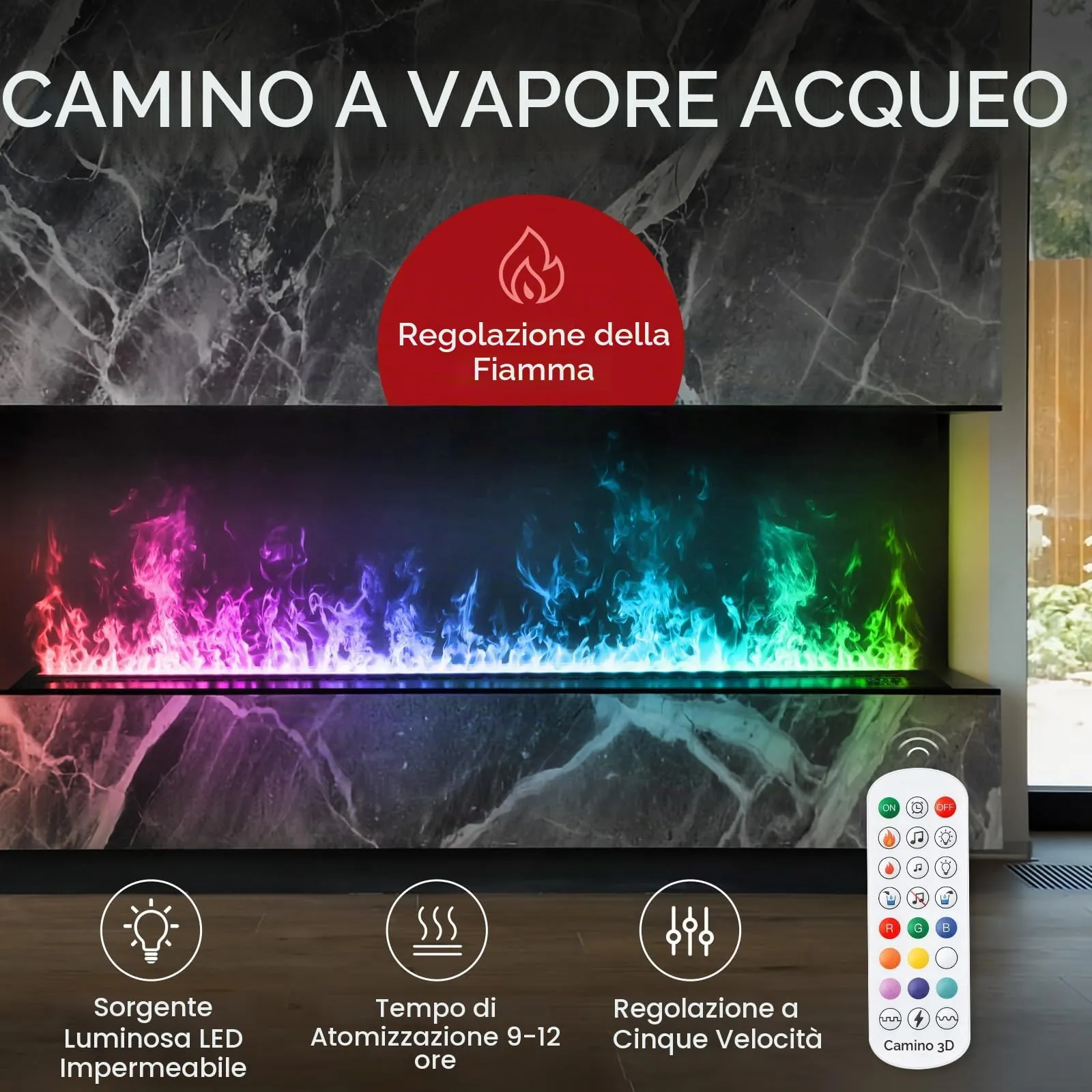 Mexhom Camino a Vapore d'Acqua 9 Colori Fiamma Senza Calore 150cm - immagine 7