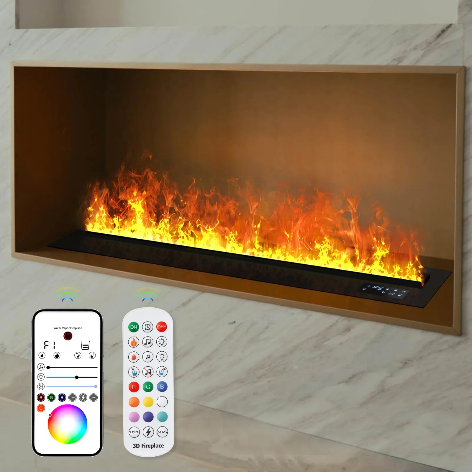 Mexhom Camino a vapore d'acqua 9 colori fiamma senza calore 120cm - immagine 1