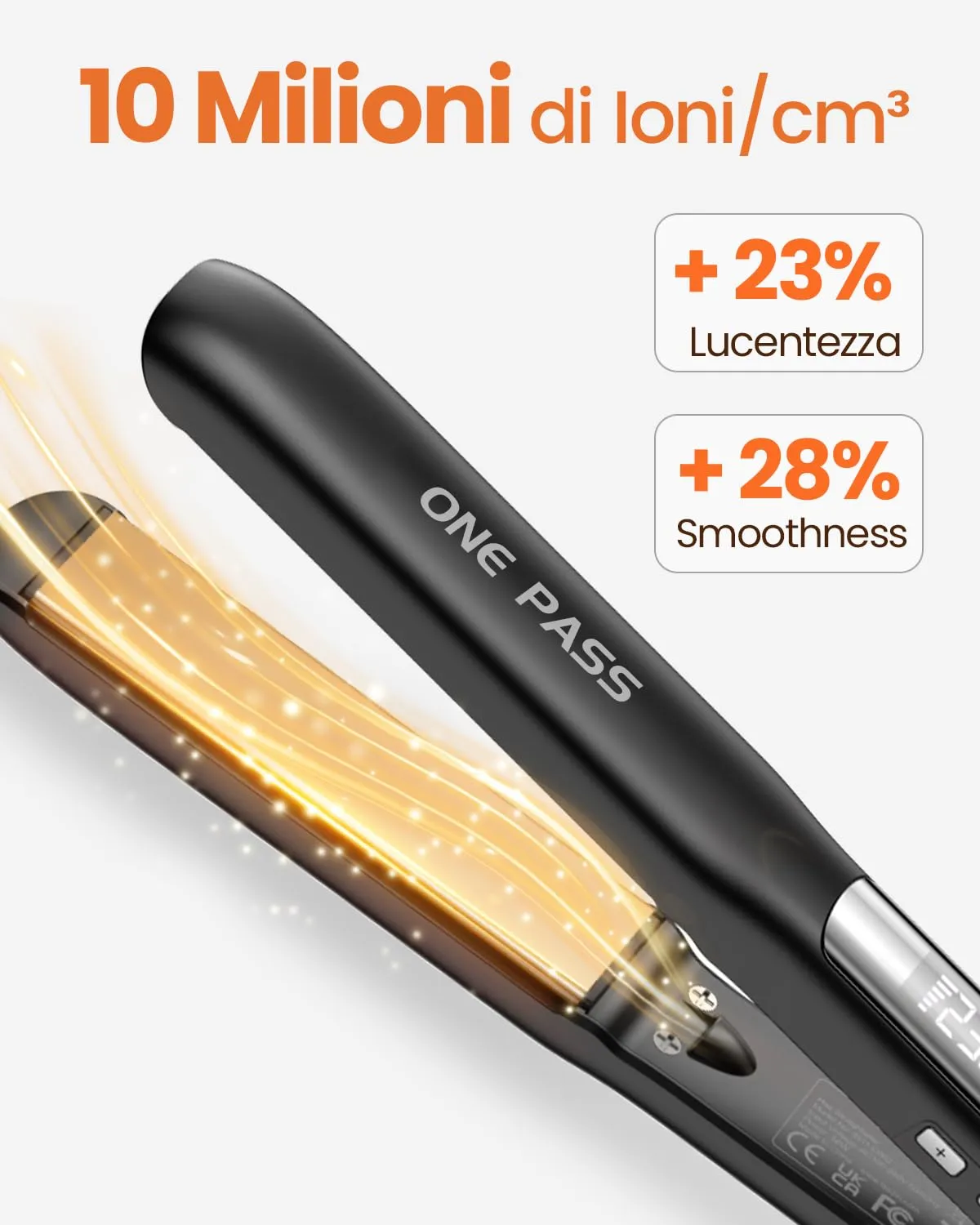 Faszin Piastra per Capelli Professionale in Titanio 30mm 2 in 1, Nero - immagine 4