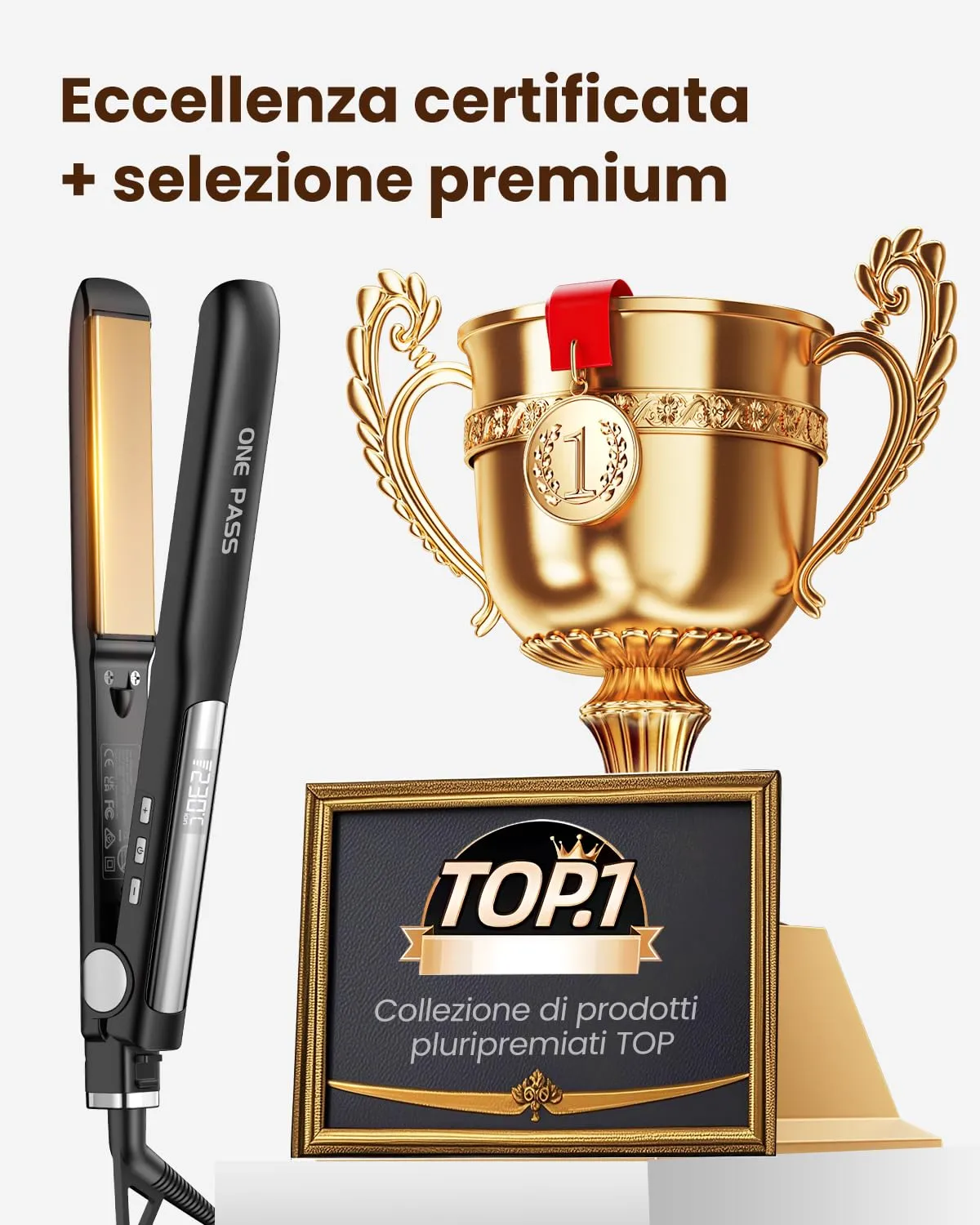Faszin Piastra per Capelli Professionale in Titanio 30mm 2 in 1, Nero - immagine 8