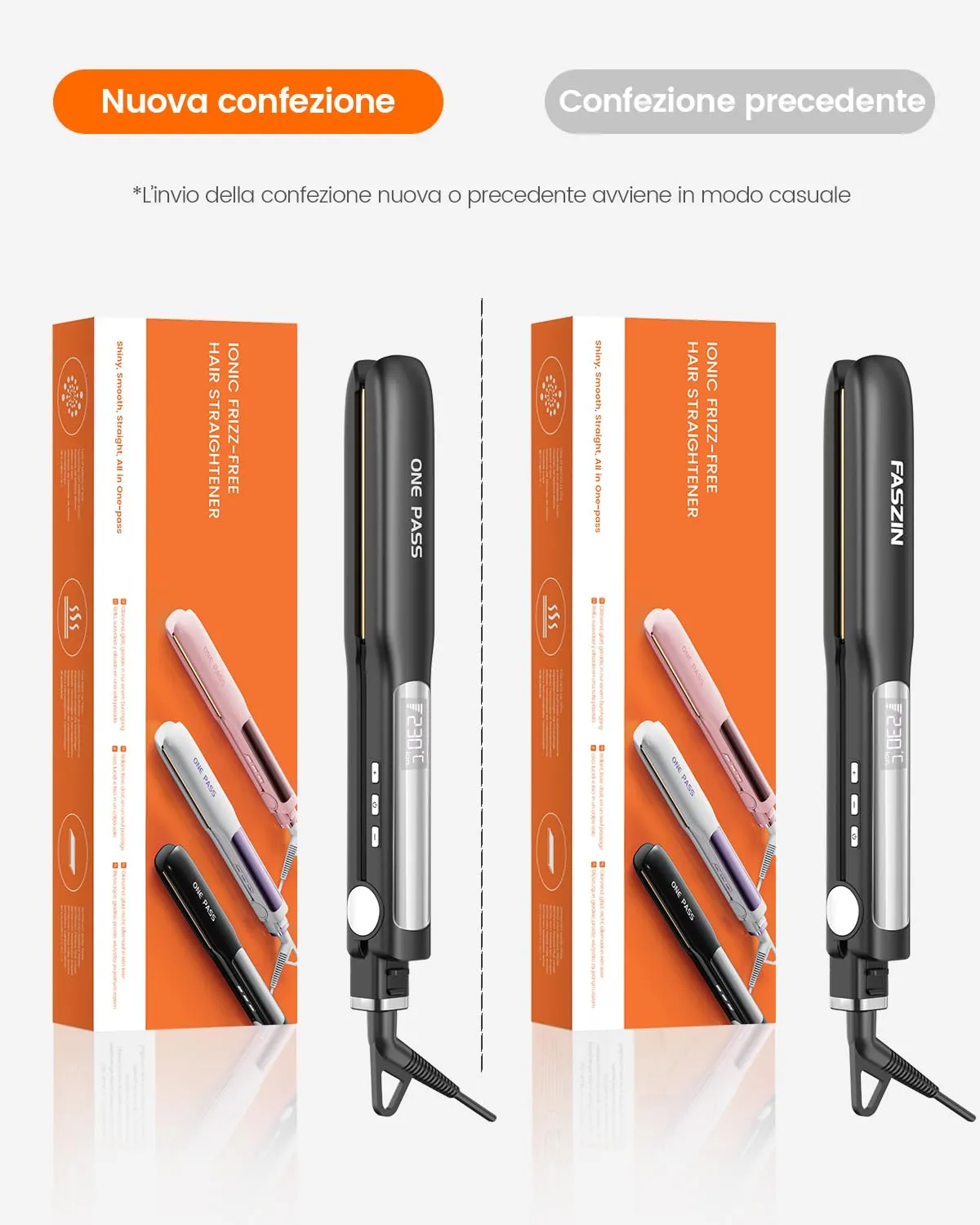Faszin Piastra per Capelli Professionale in Titanio 30mm 2 in 1, Nero - immagine 9
