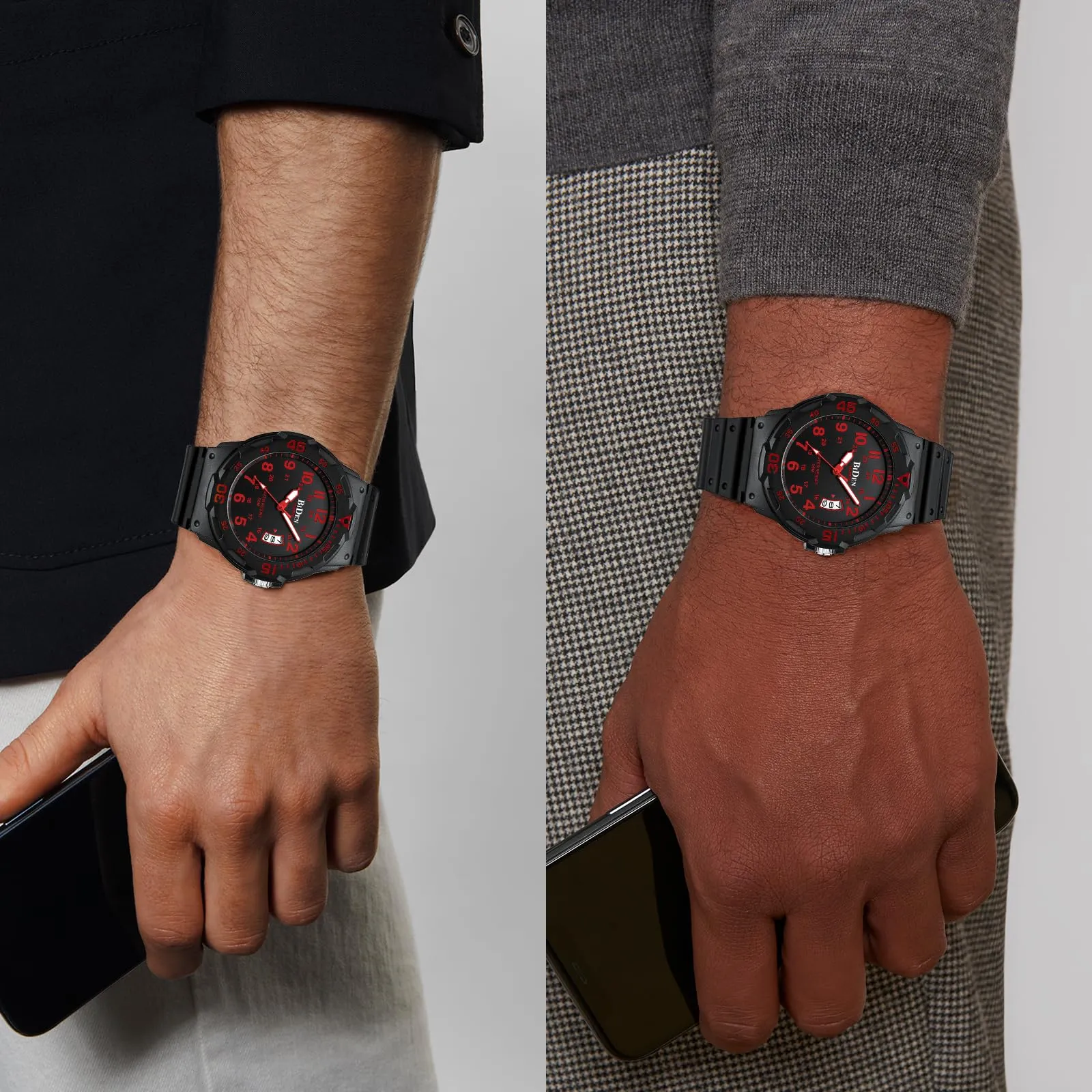 HANPOSH Orologio Uomo Analogico Quarzo Impermeabile 5ATM con Data e Quadrante Luminoso - immagine 6