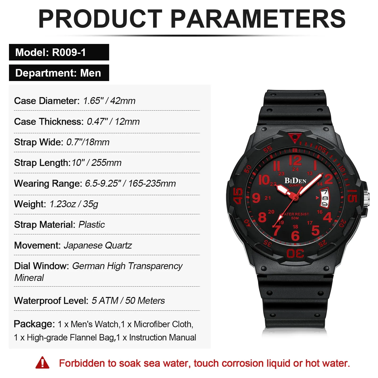 HANPOSH Orologio Uomo Analogico Quarzo Impermeabile 5ATM con Data e Quadrante Luminoso - immagine 8