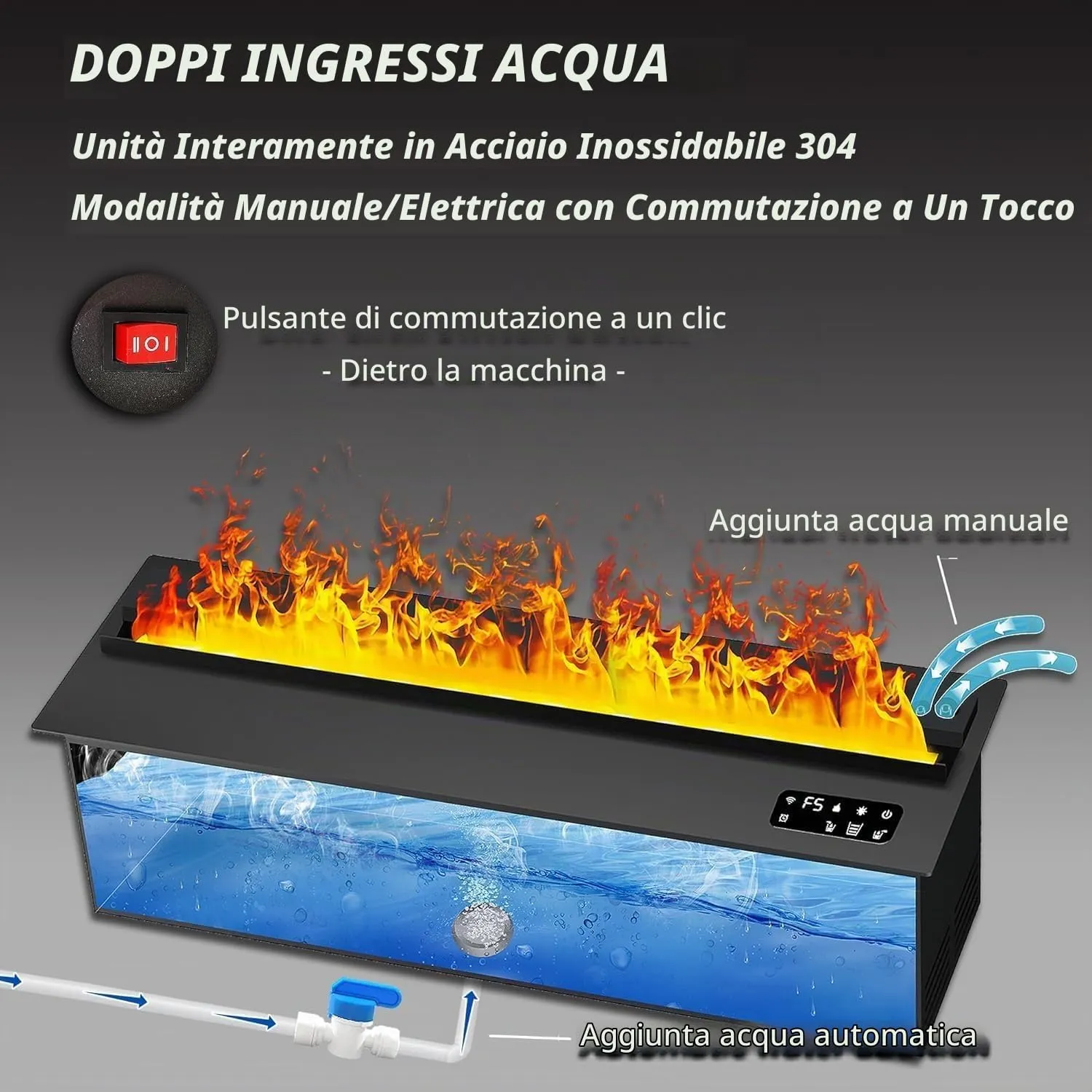 Mexhom Camino a vapore d'acqua 100cm, 9 colori fiamma - immagine 4