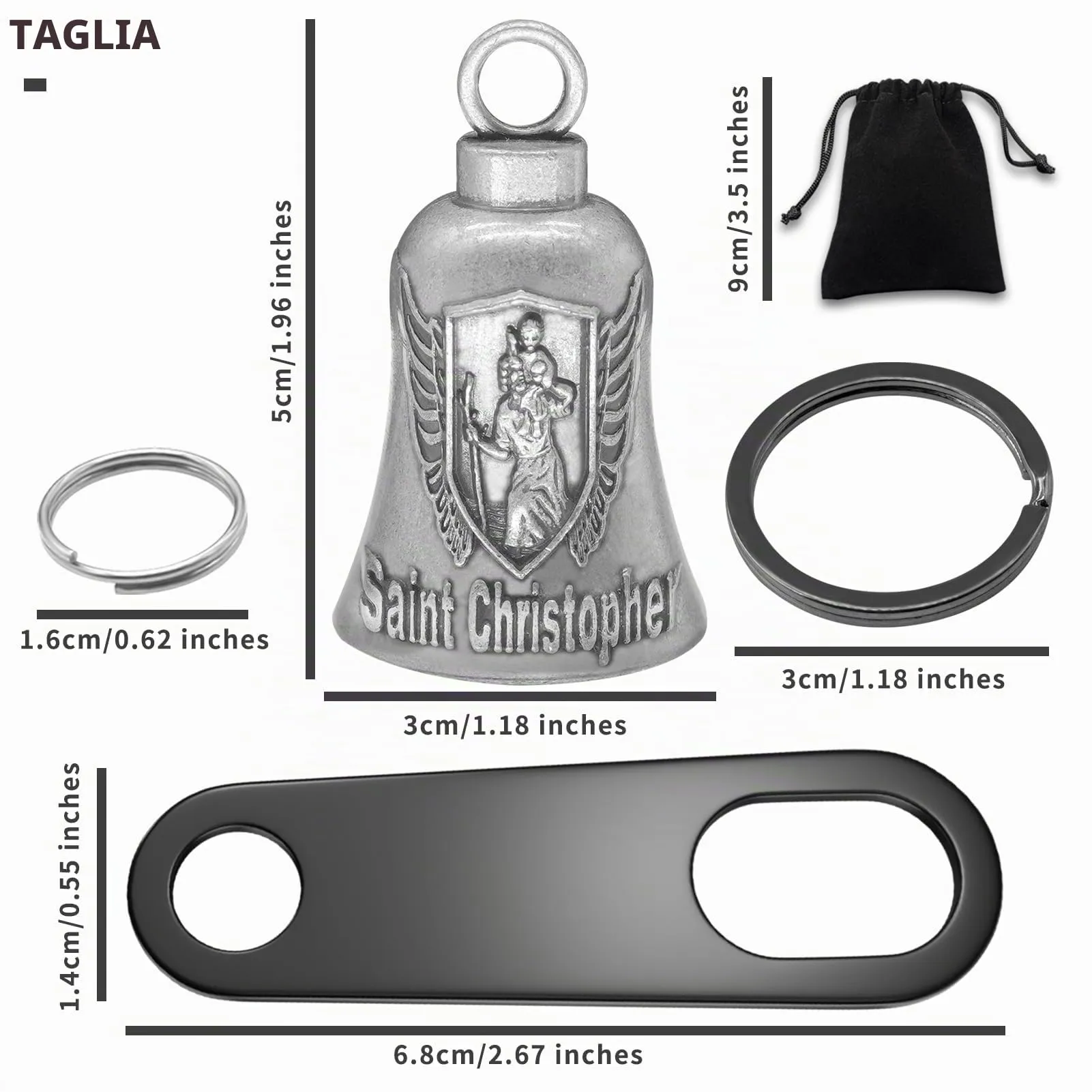 Anwlki Gremlin Campanello per motociclisti con 2 portachiavi, misura M - immagine 2