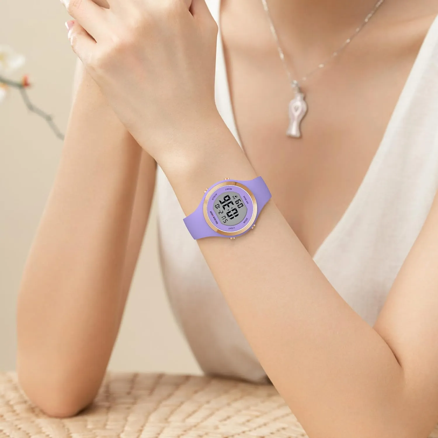Golden Hour Orologio Digitale Donna Subacqueo 50M GH-1317 Sportivo con Cronometro e Sveglia, Cinturino in Silicone - immagine 6