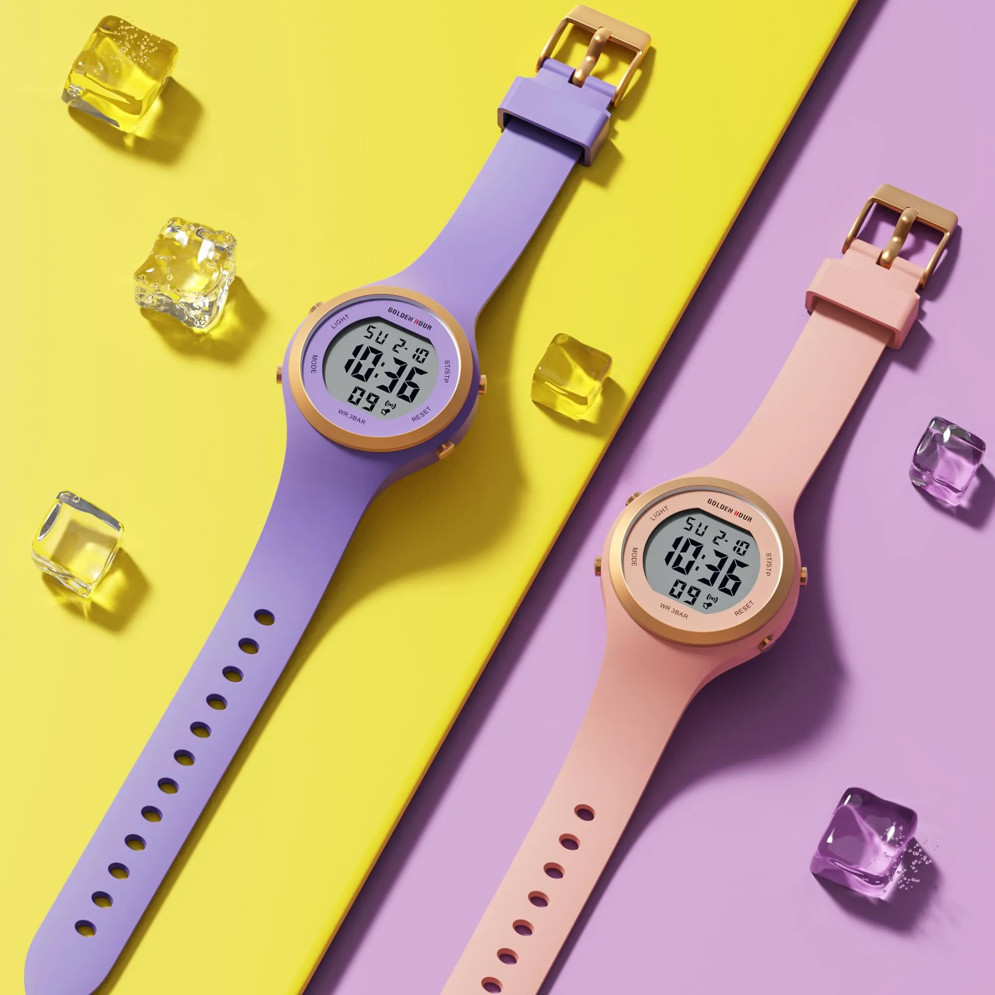 Golden Hour Orologio Digitale Donna Subacqueo 50M GH-1317 Sportivo con Cronometro e Sveglia, Cinturino in Silicone - immagine 7