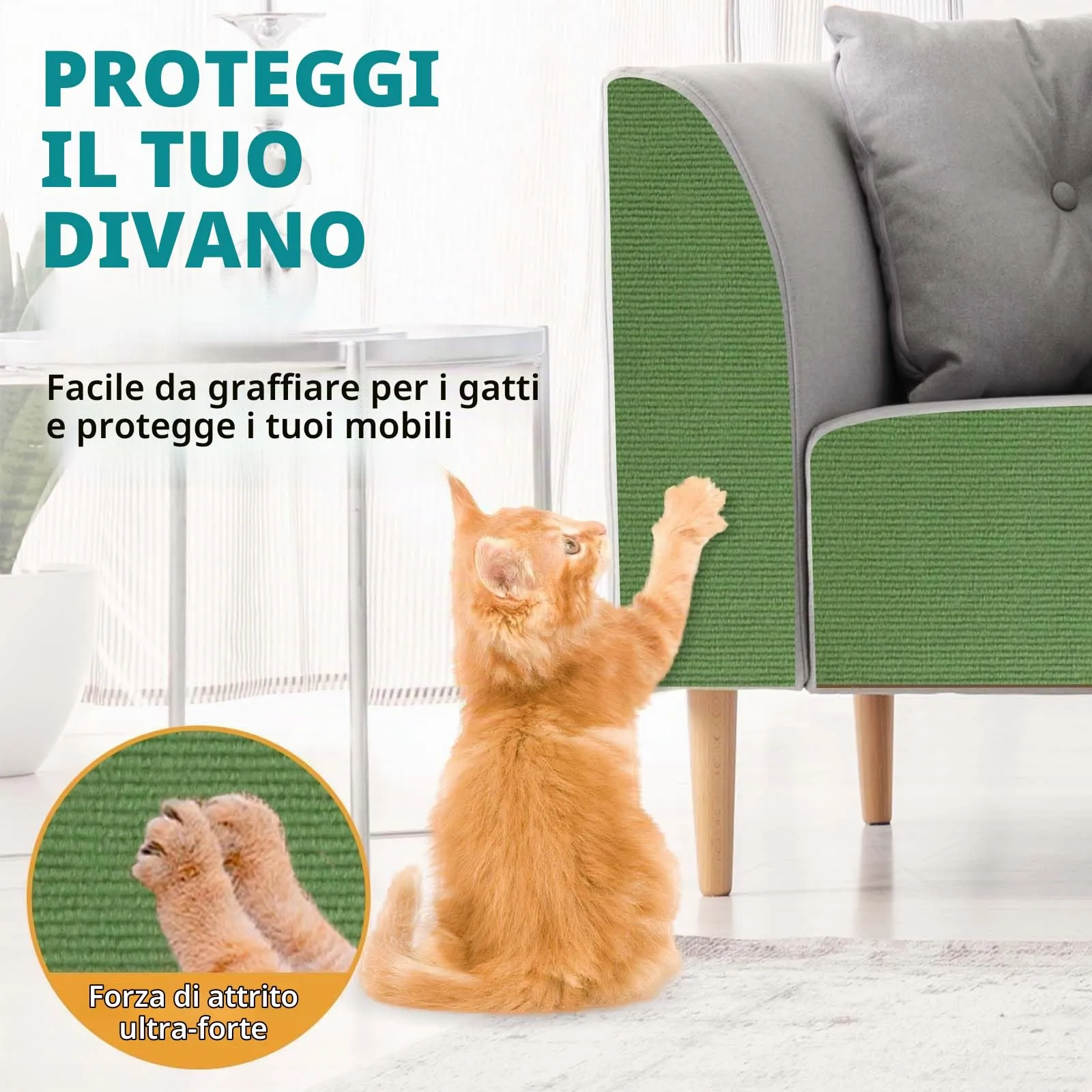 LSGCQ Tappeto Tiragraffi Adesivo Protezione Divano per Gatti, Verde Frutta, 40×400cm - immagine 2