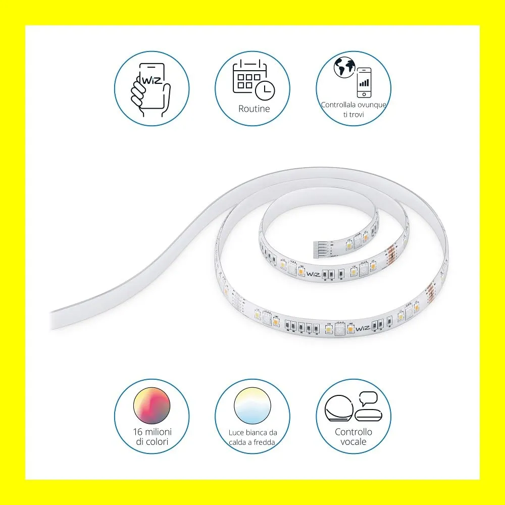 WiZ Striscia LED WiFi Estensione, Luce Bianca o Colorata Dimmerabile, 1m, 20W, Tecnologia SpaceSense, Controllo Vocale - immagine 3
