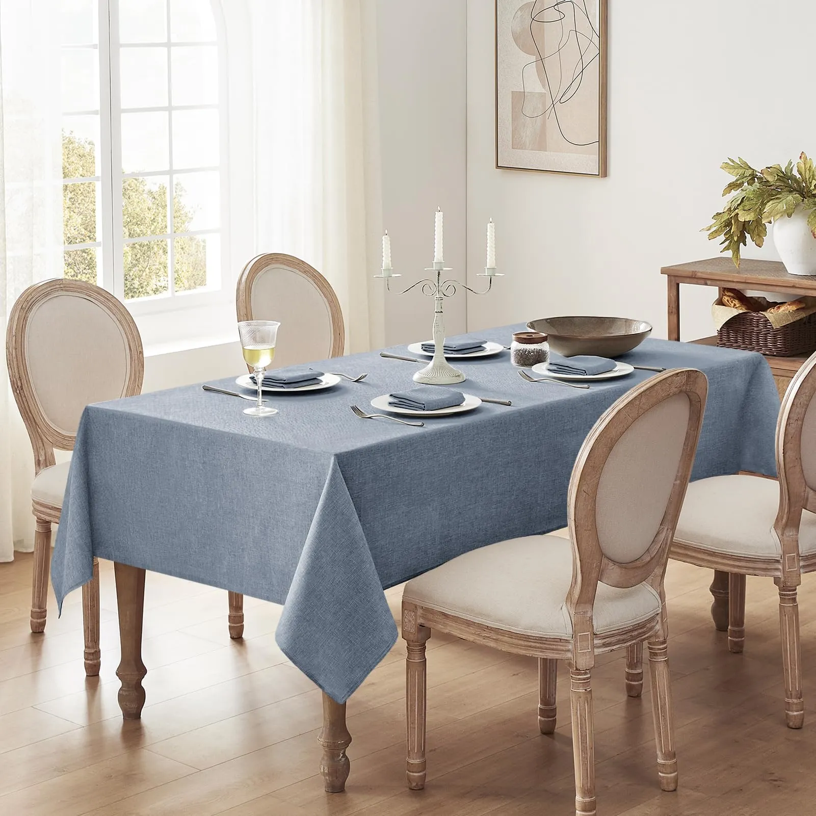 Softalker Tovaglia Rettangolare in Lino, 152,4 x 213,4 cm, Blu Denim - immagine 7