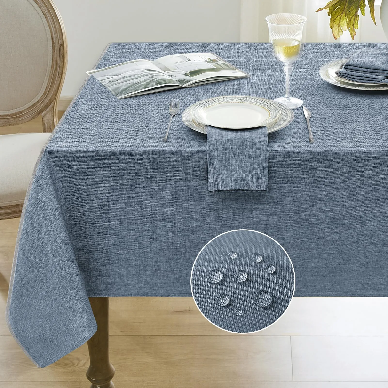 Softalker Tovaglia Rettangolare in Lino, 152,4 x 213,4 cm, Blu Denim - immagine 8