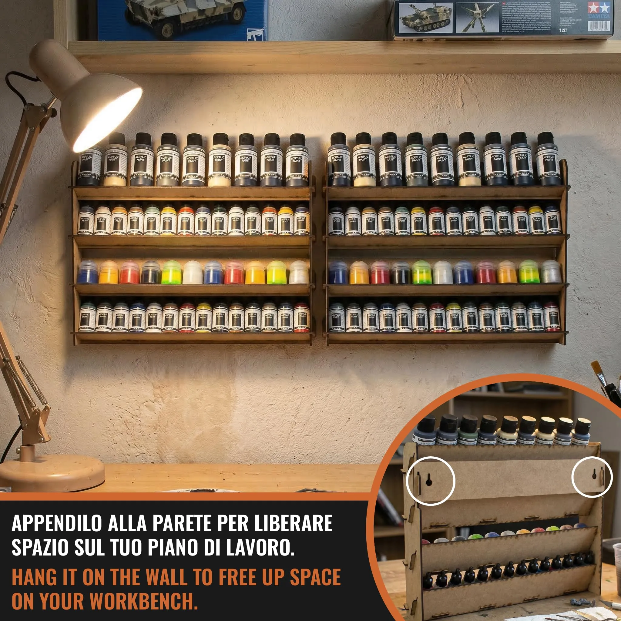PROSCALE Porta Colori Acrilici per Modellismo, Organizer Espositore per Bottiglie Citadel e Vallejo (2x Universal) - immagine 4