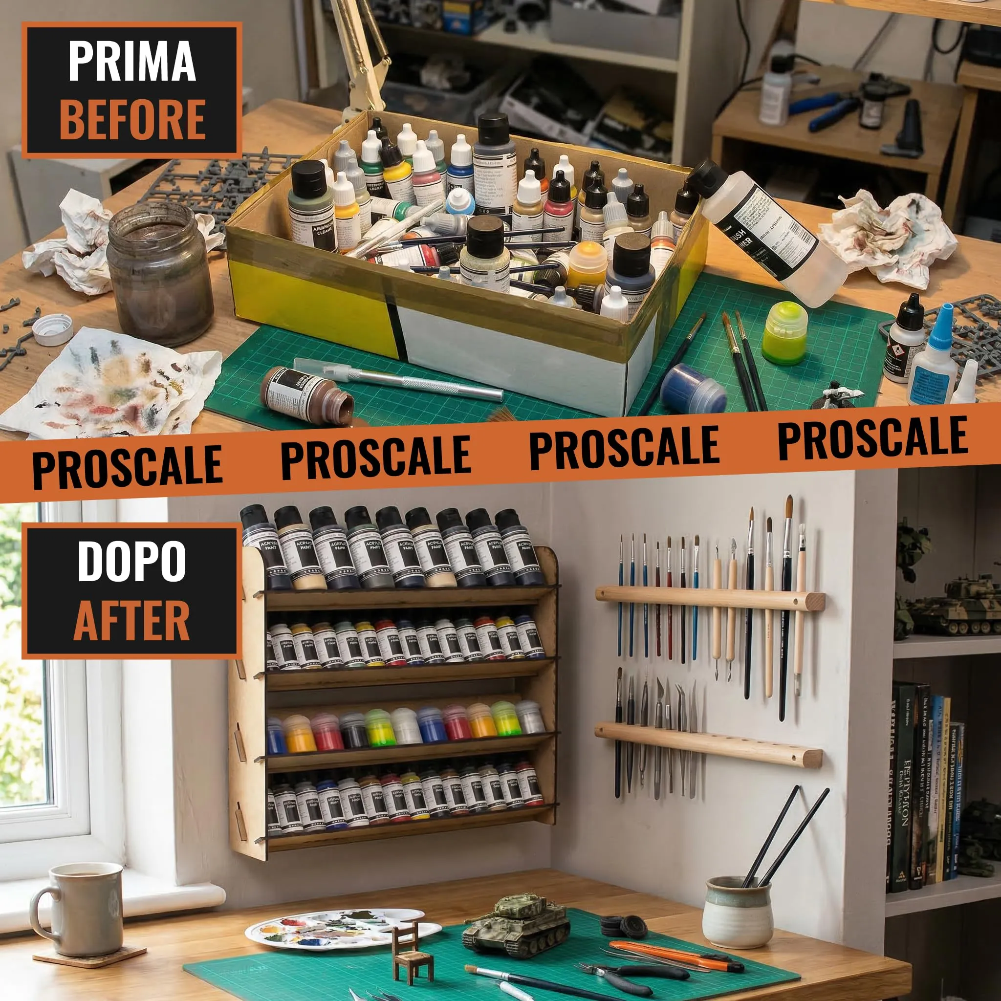 PROSCALE Porta Colori Acrilici per Modellismo, Organizer Espositore per Bottiglie Citadel e Vallejo (2x Universal) - immagine 5