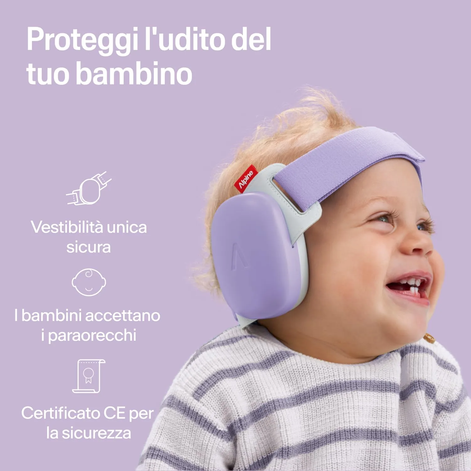 Alpine Muffy Baby Comfort Paraorecchie per Neonati e Bambini, Attenuazione 24 dB, Viola - immagine 2