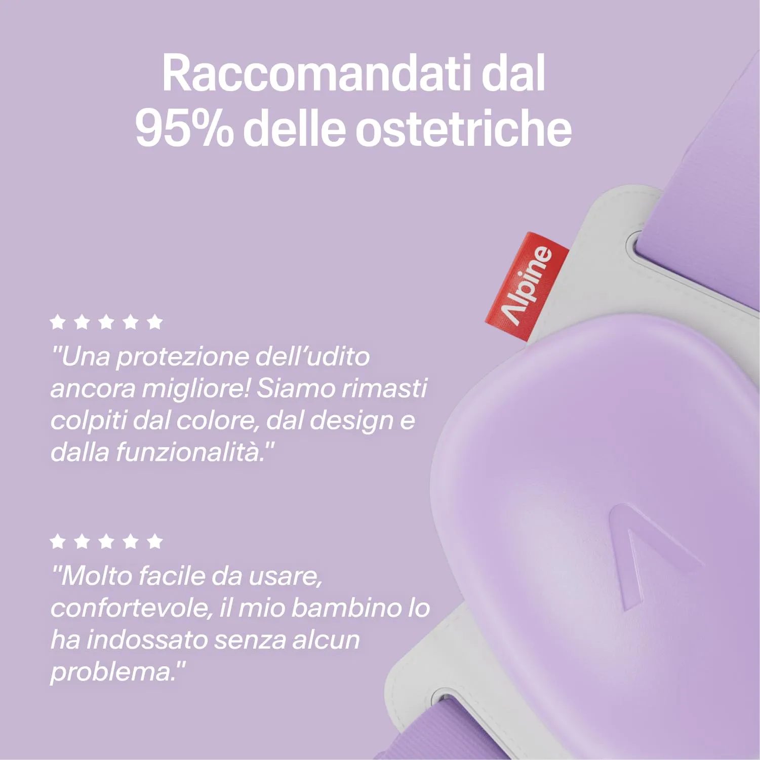 Alpine Muffy Baby Comfort Paraorecchie per Neonati e Bambini, Attenuazione 24 dB, Viola - immagine 5