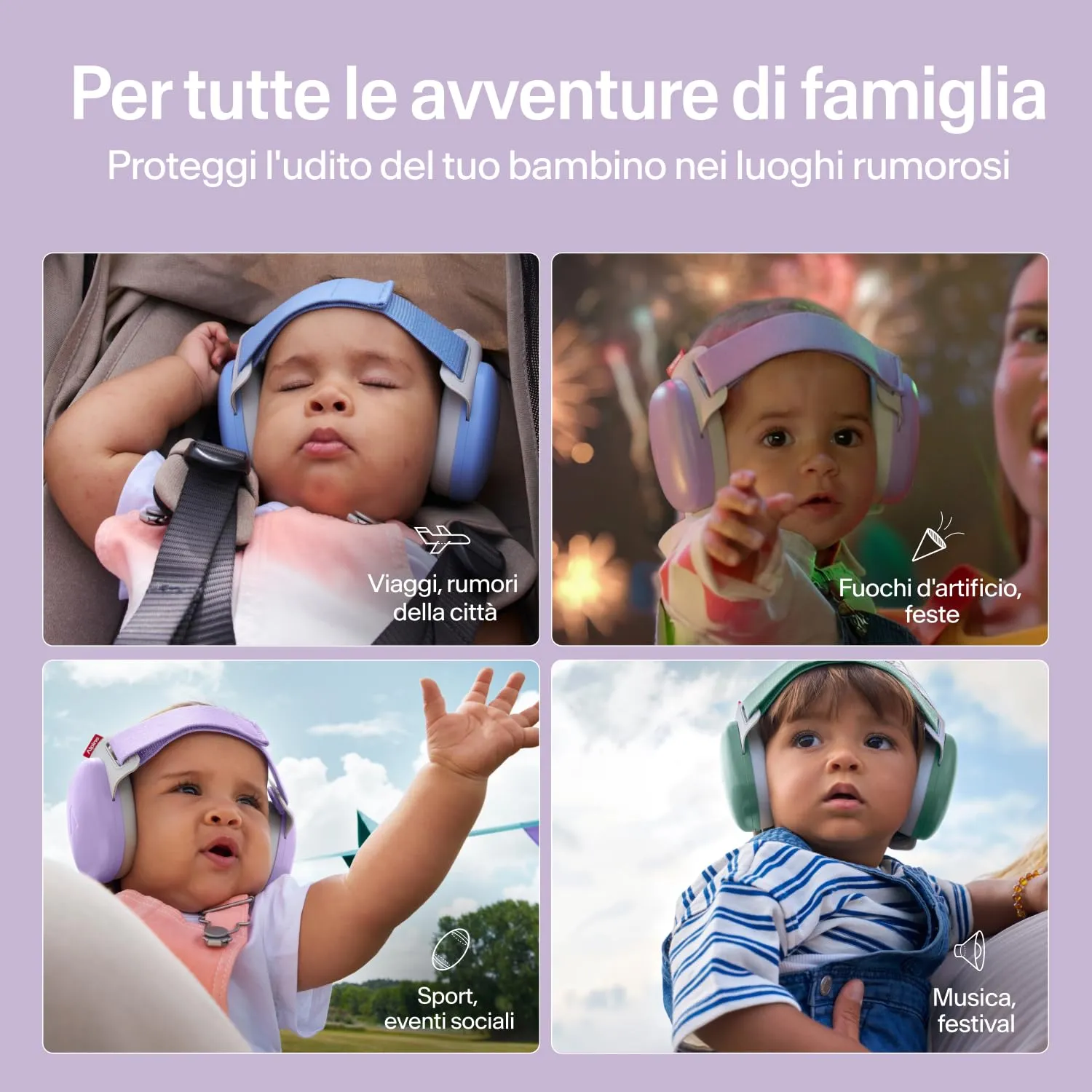 Alpine Muffy Baby Comfort Paraorecchie per Neonati e Bambini, Attenuazione 24 dB, Viola - immagine 8
