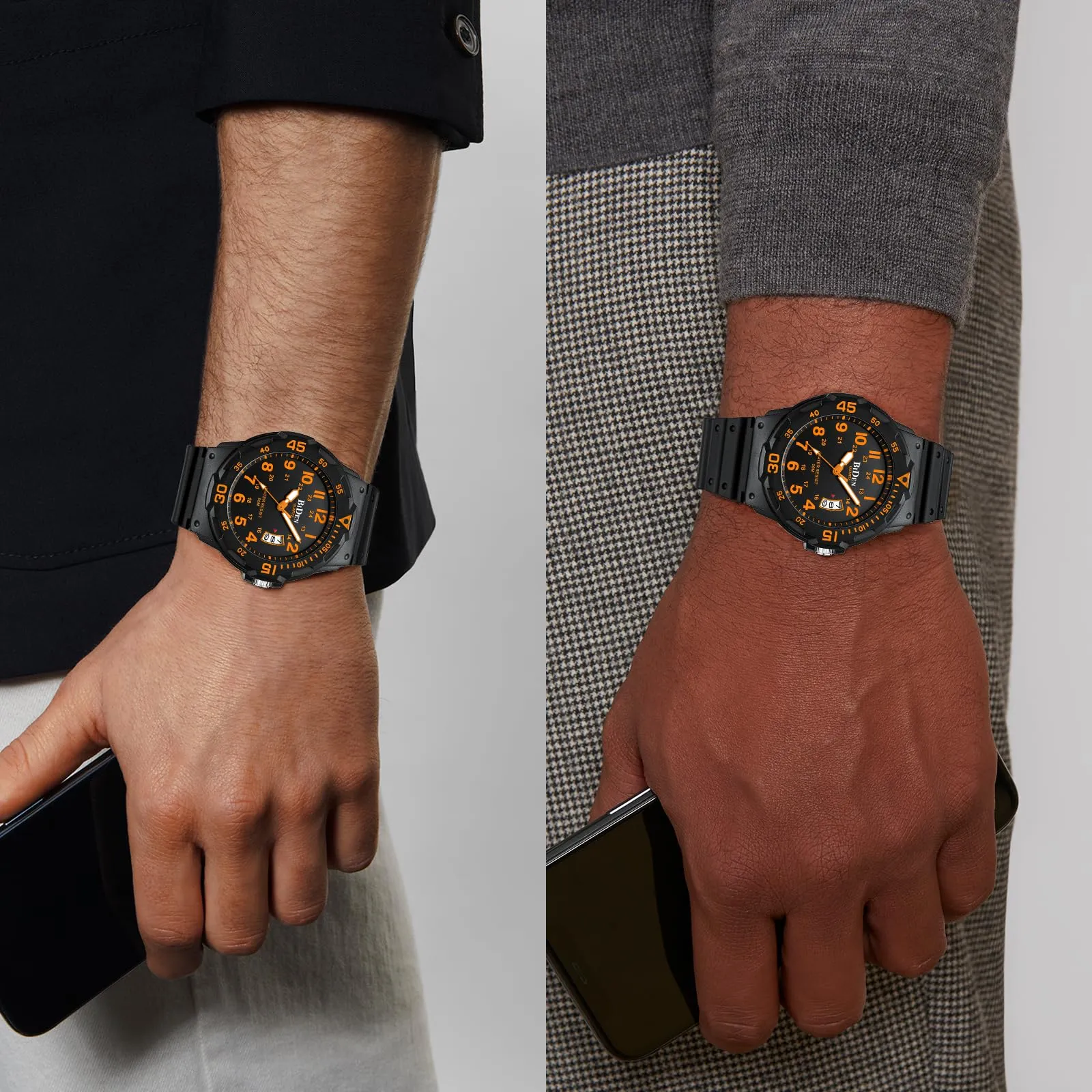 HANPOSH Orologio Uomo Analogico Quarzo Impermeabile con Data Luminosa R009 - immagine 6