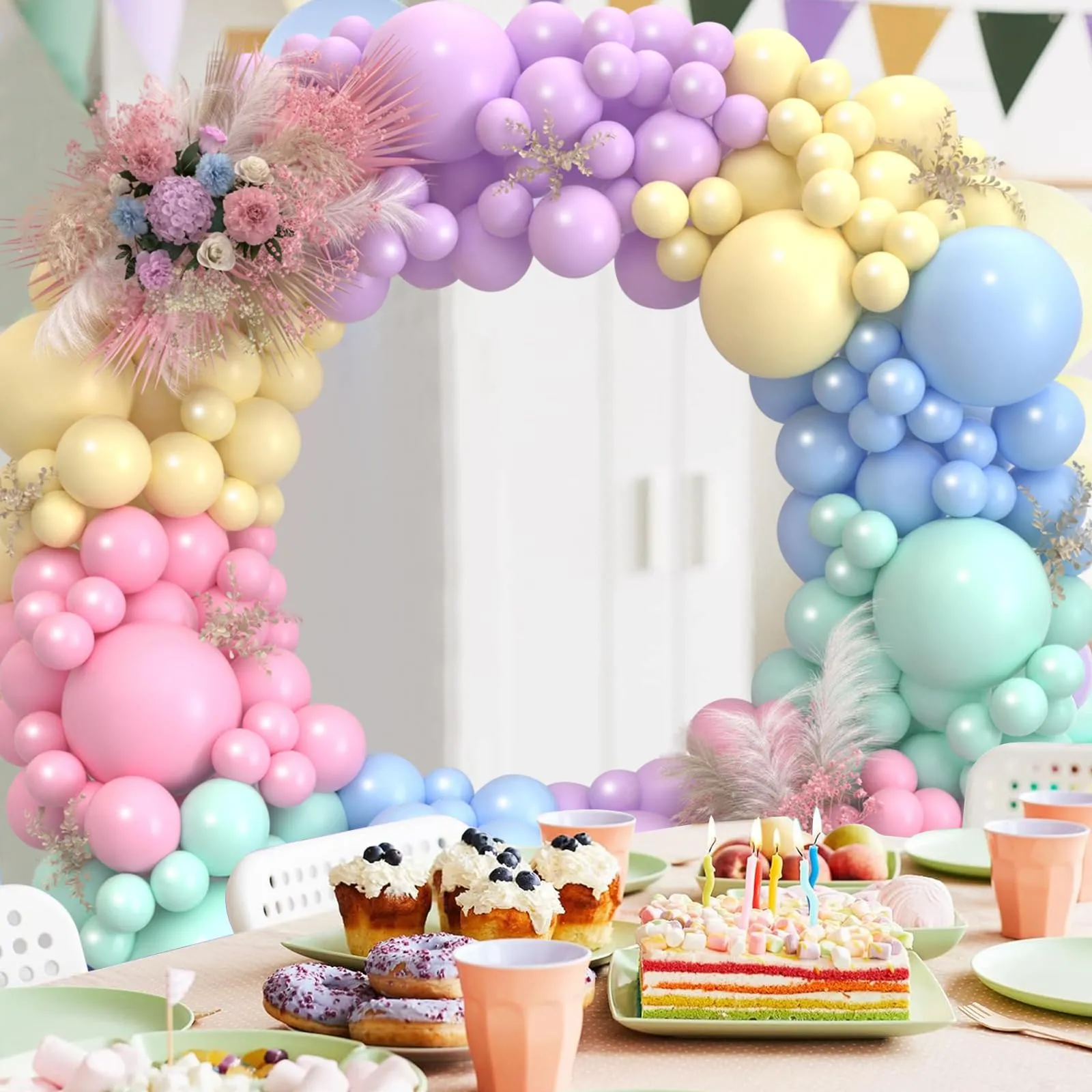 fairymaiden Kit Ghirlanda di Palloncini Macaron Pastello, 141 Pezzi Colori Assortiti - immagine 6