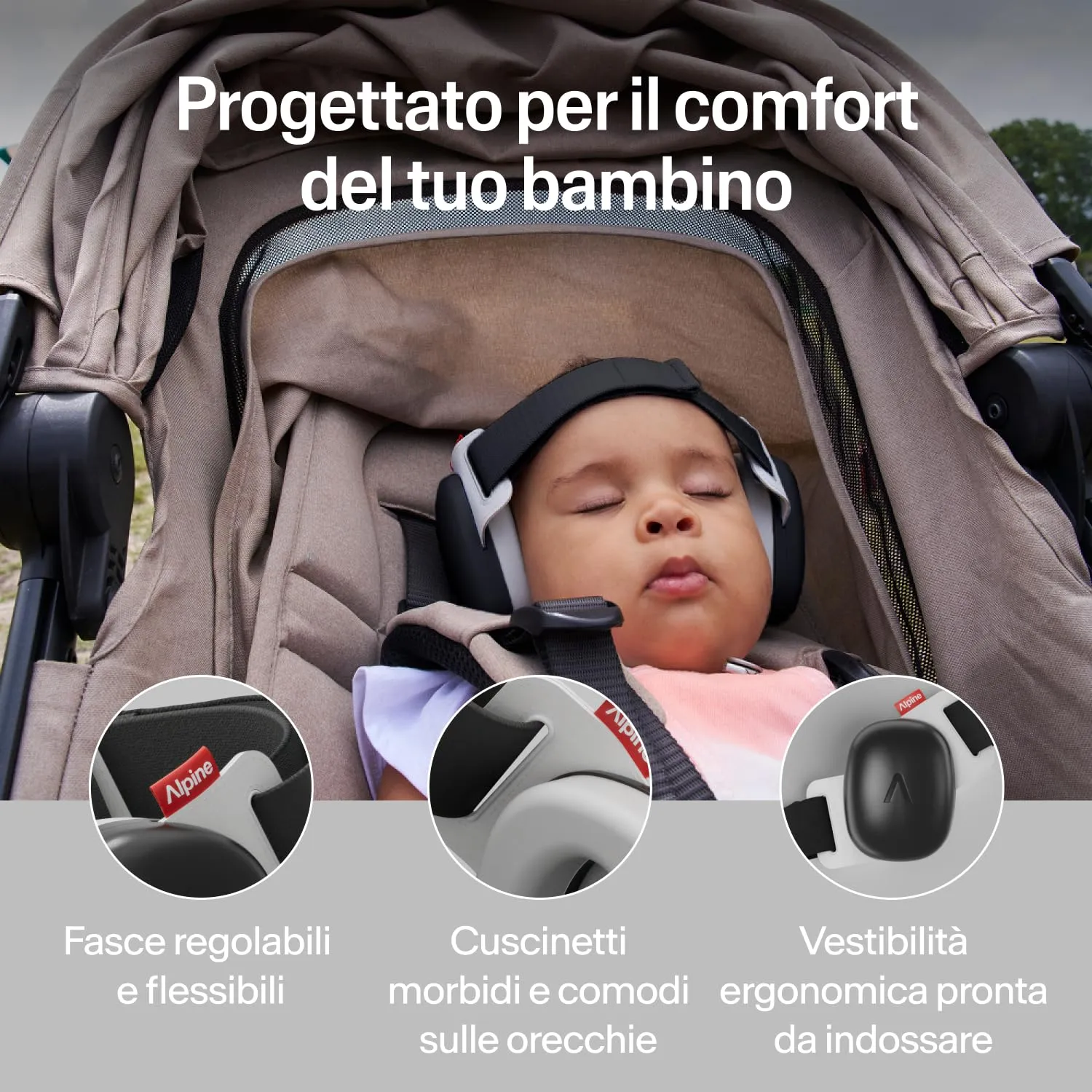 Alpine Muffy Baby Comfort Paraorecchie per Neonati e Bambini, Attenuazione 24 dB, Nero - immagine 3