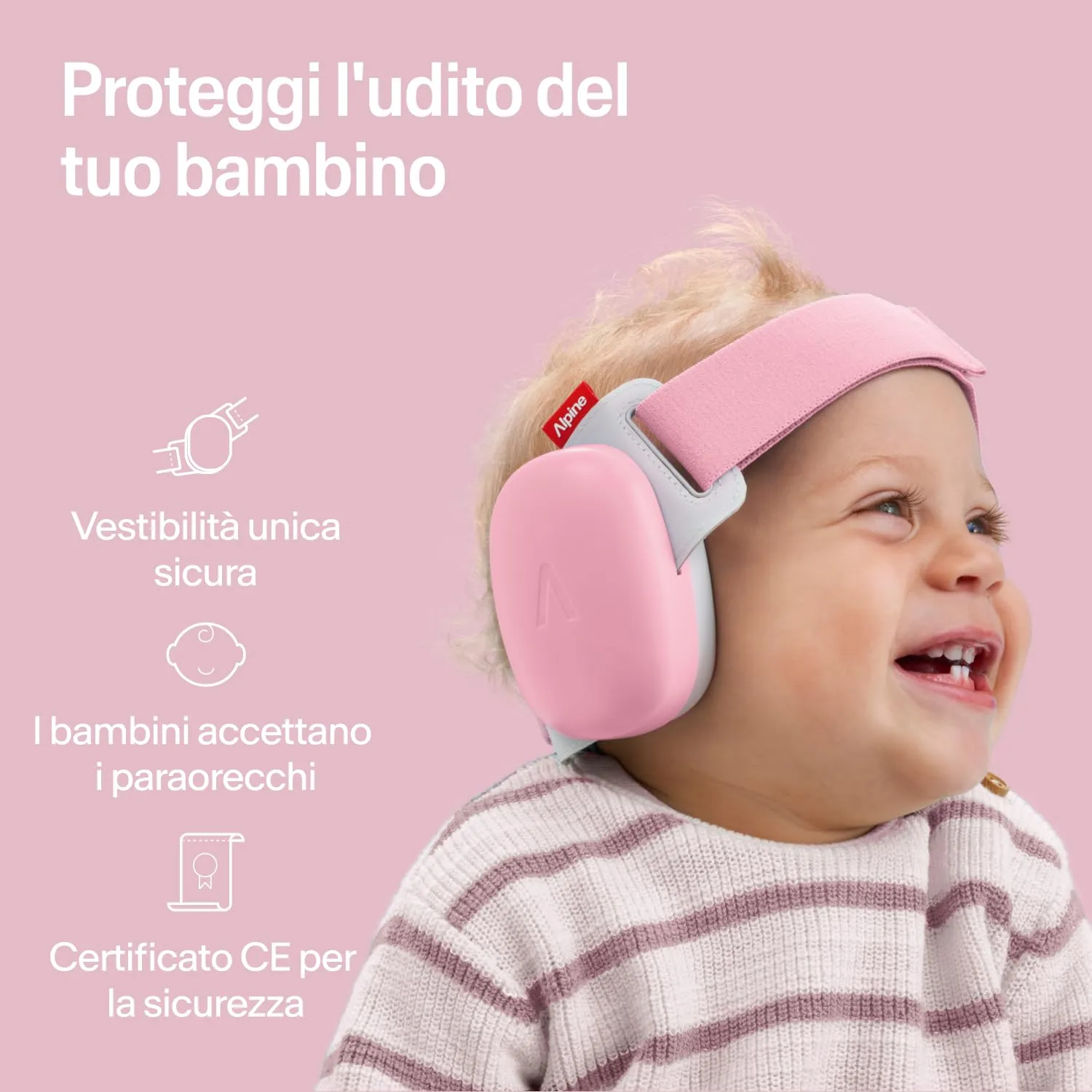 Alpine Muffy Baby Comfort Paraorecchie per Neonati e Bambini, 0-48 Mesi, Attenuazione 24 dB, Rosa - immagine 2
