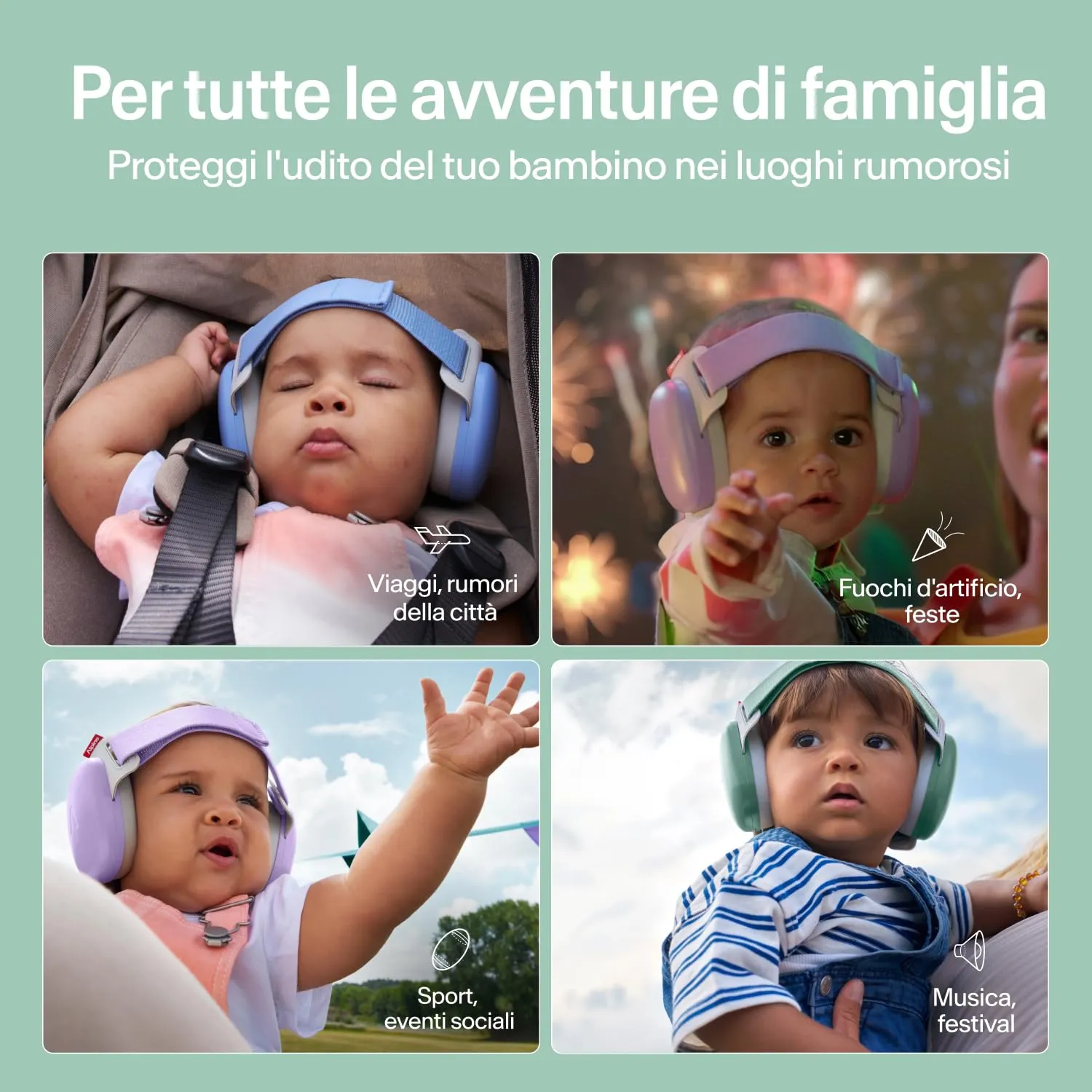 Alpine Muffy Baby Comfort Paraorecchie per Neonati e Bambini, Attenuazione 24 dB, Verde - immagine 8