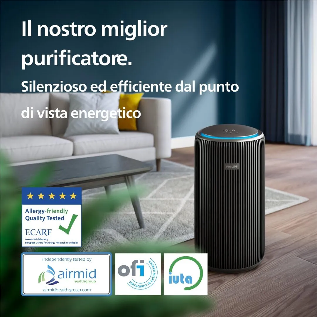 Philips Purificatore d'aria Serie 4200 AC4221/11, Filtro HEPA, 156m², CADR 600m³/h, Nero - immagine 4