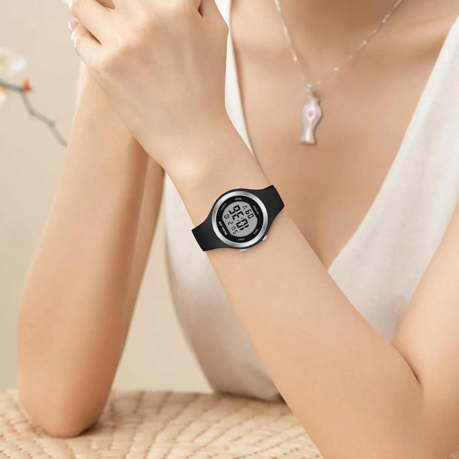 Golden Hour Orologio Digitale Donna GH-1317 Subacqueo 50M Sportivo con Cronometro e Sveglia, Cinturino in Silicone - immagine 6