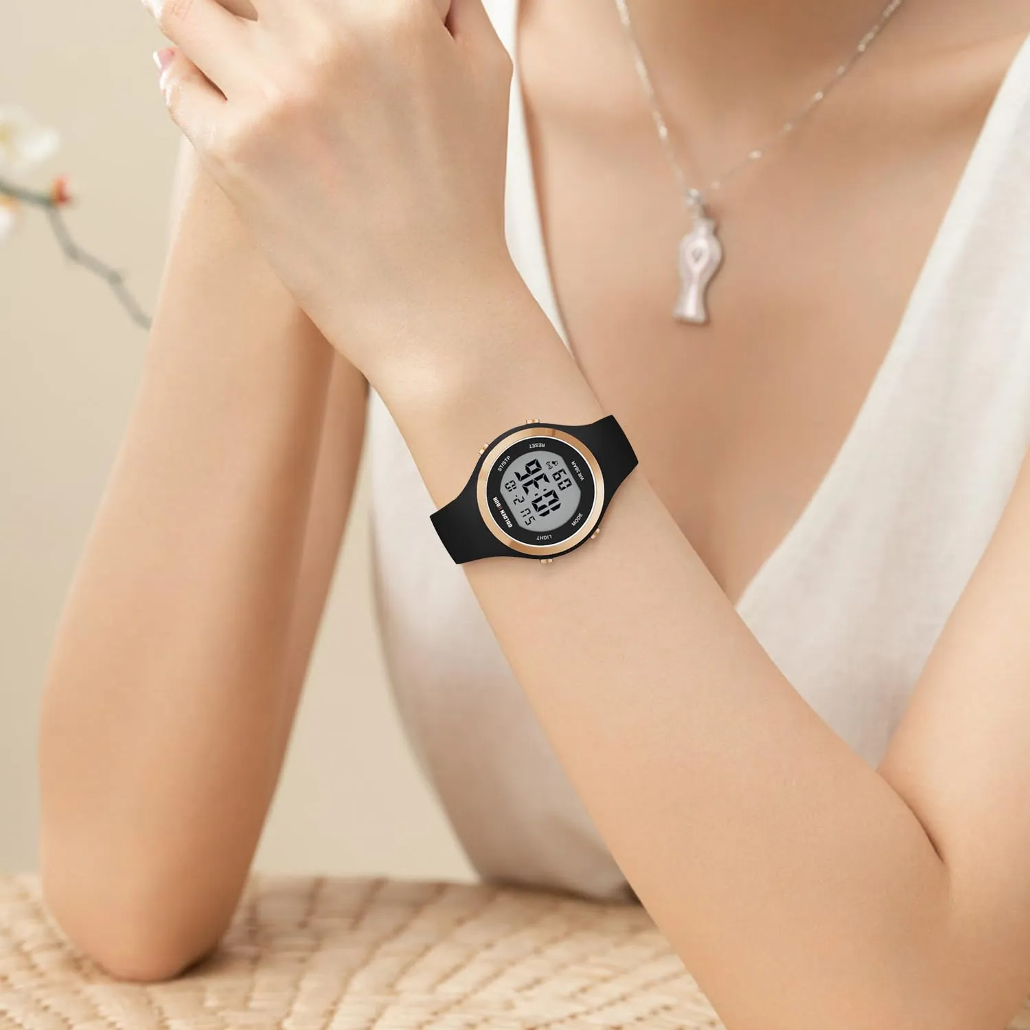 Golden Hour Orologio Digitale Donna GH-1317, Subacqueo 50M, Sportivo con Cronometro e Sveglia, Cinturino in Silicone - immagine 7