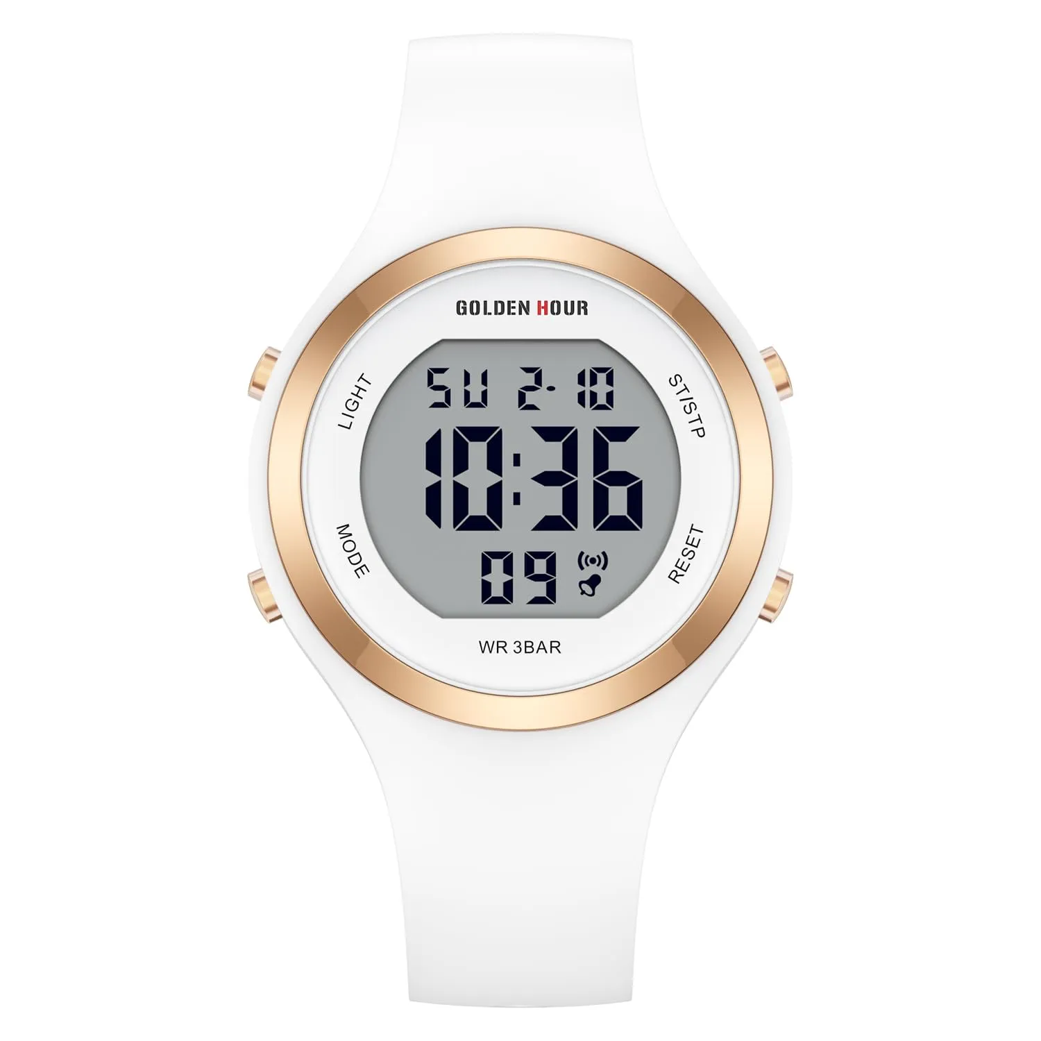 Golden Hour Orologio Digitale Donna Sportivo GH-1317, Impermeabile 50M, Cronometro e Sveglia, Cinturino in Silicone - immagine 2