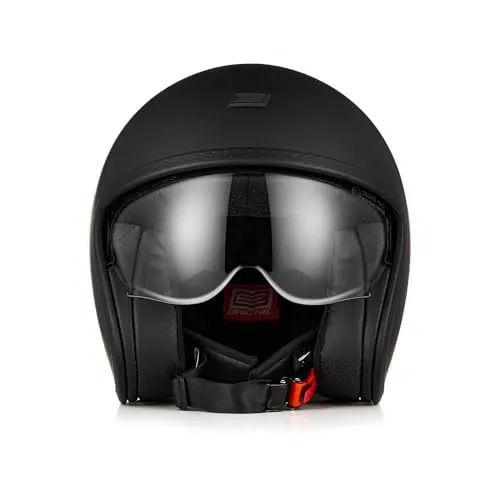 ORIGINE Casco Moto Jet con Visiera ECE 22-06, Solid Matt Black, XS - immagine 2