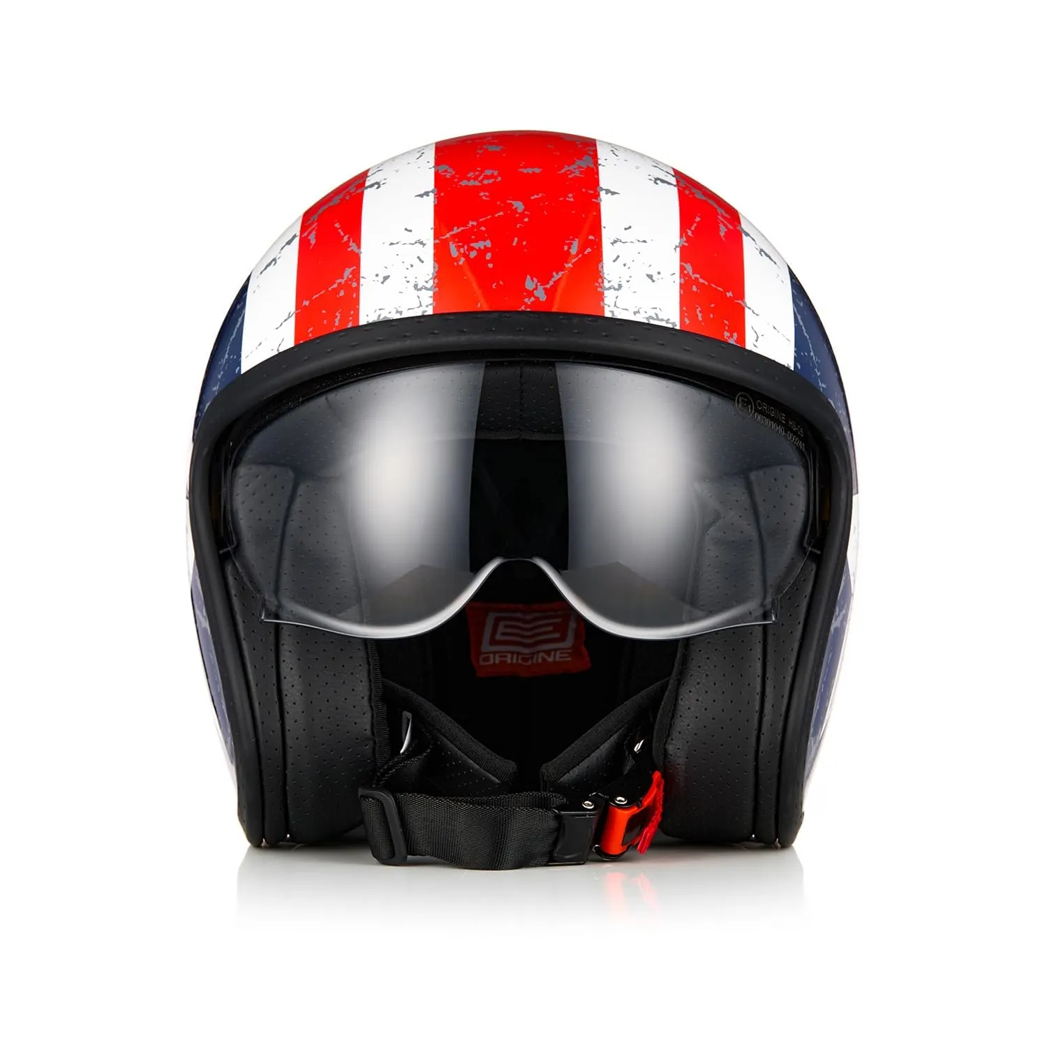 ORIGINE Jet Motorcycle Scooter Helmet ECE 22-06 Rebel Star Matt Blue Red, M - immagine 2