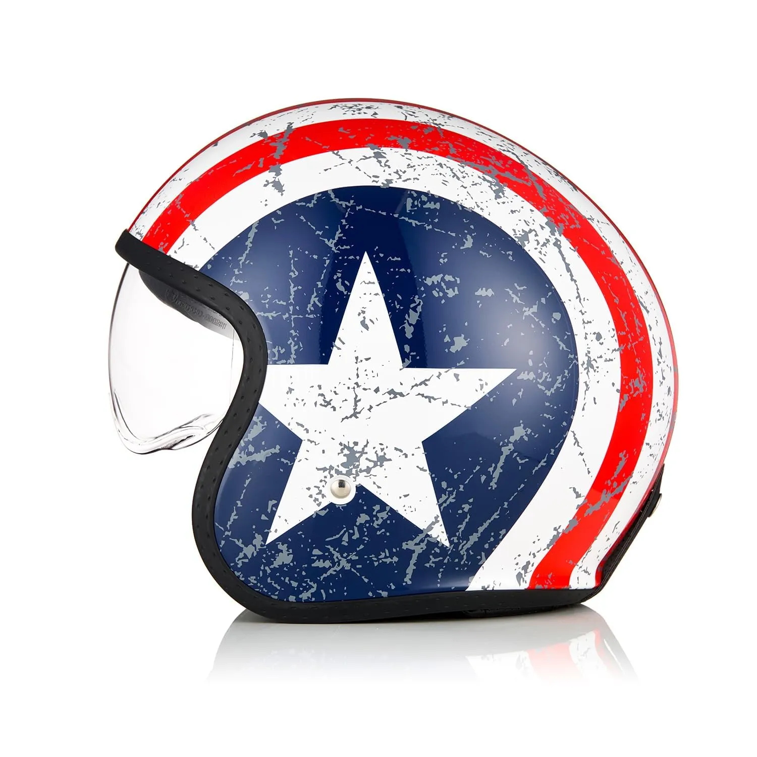 ORIGINE Jet Motorcycle Scooter Helmet ECE 22-06 Rebel Star Matt Blue Red, M - immagine 3