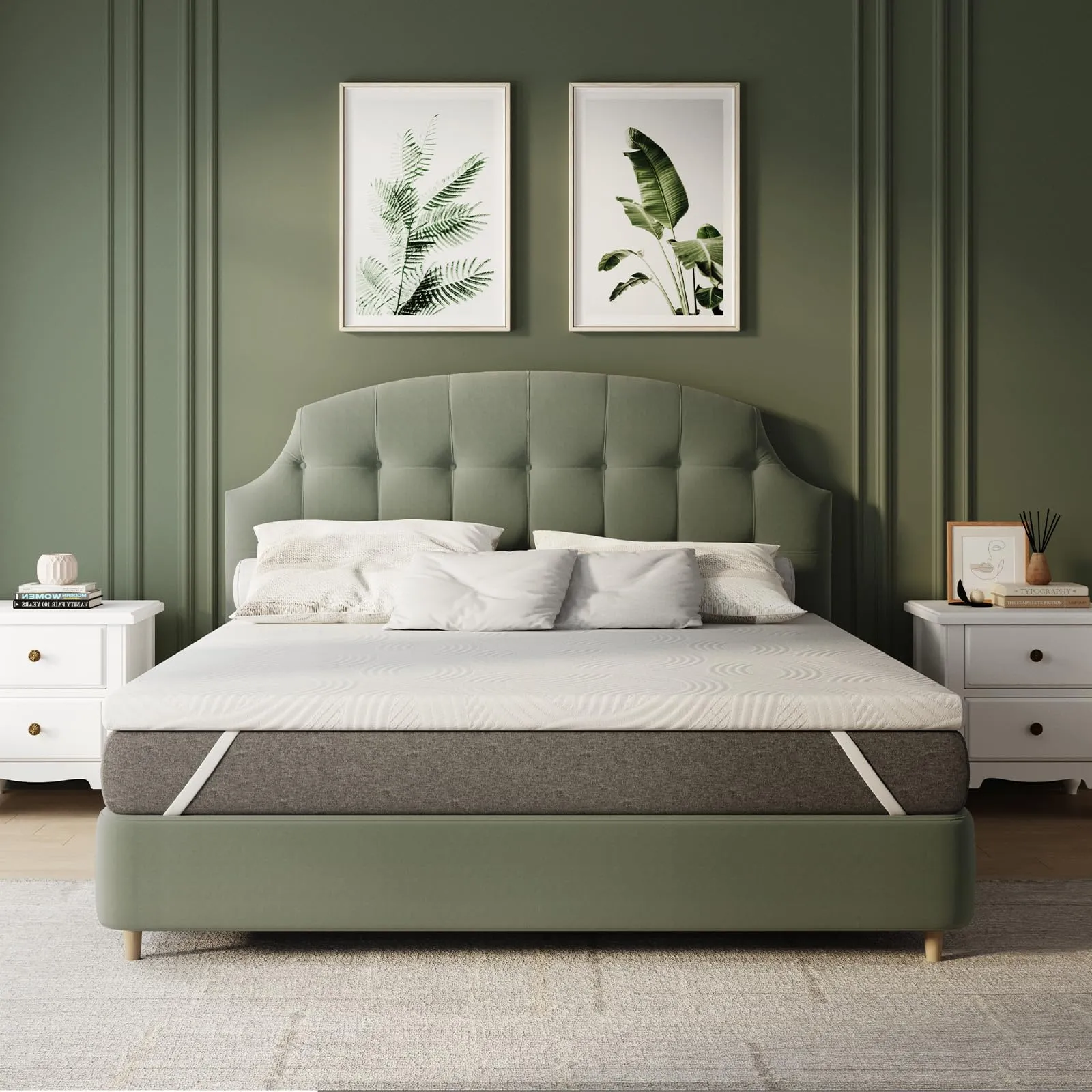 Novilla Materasso Topper 120x200 cm, Altezza 5 cm, Coprimaterasso in Schiuma di Fibra di Bambù Traspirante con Cinghie Elastiche - immagine 8