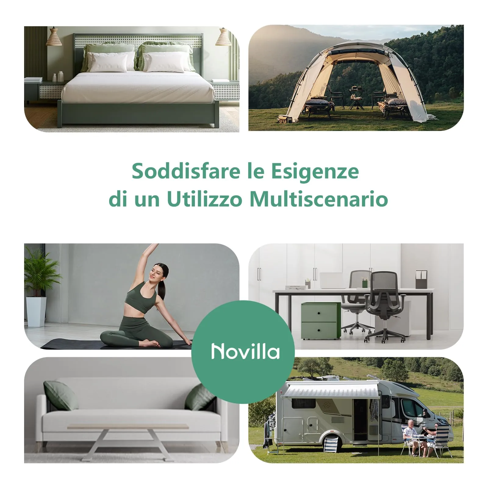 Novilla Materasso Topper 140x190 cm, Altezza 5 cm, Schiuma di Fibra di Bambù, Traspirante con Cinghie Elastiche - immagine 6
