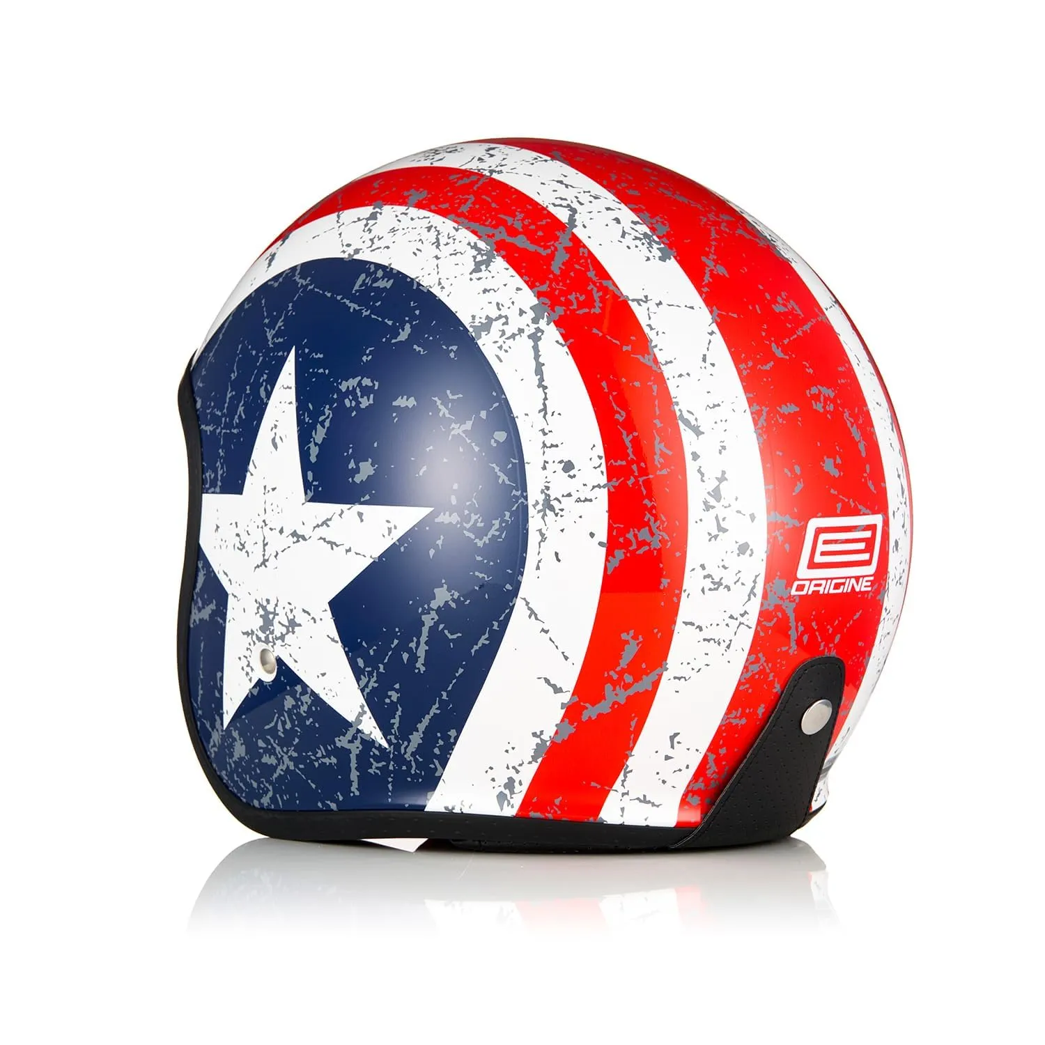 ORIGINE Casco Moto Jet Scooter con Visiera ECE 22-06 Rebel Star Matt Blue Red, S - immagine 4