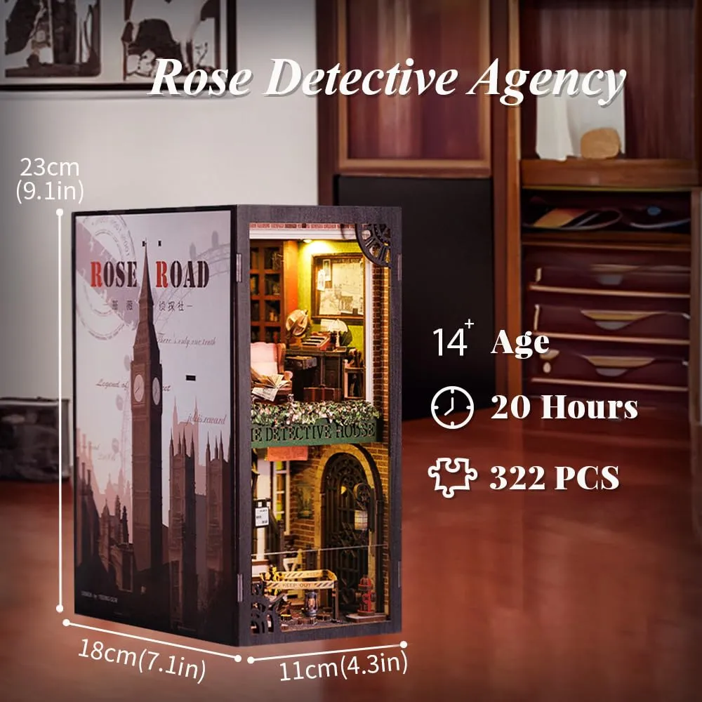 CUTEBEE Rose Detective Agency Book Nook Kit, 3D Wooden Puzzle Miniature Dollhouse, BE-SD02 - immagine 8