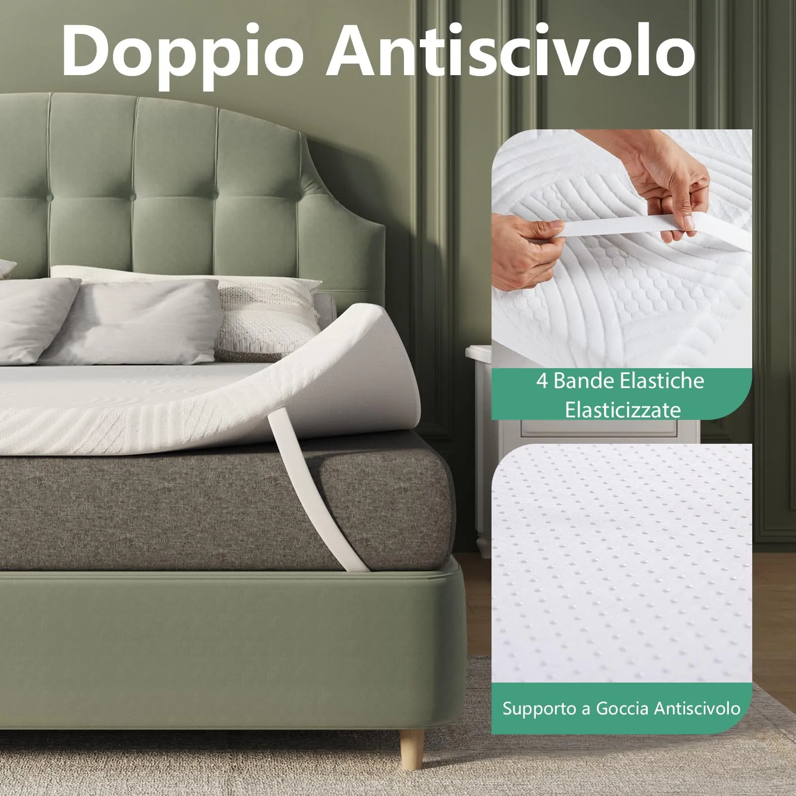 Novilla Materasso Topper 140x190 cm, Altezza 7.5 cm, Coprimaterasso in Schiuma di Fibra di Bambù Traspirante con Cinghie Elastiche - immagine 9