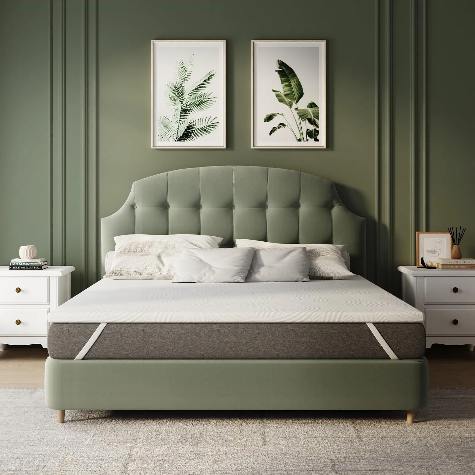Novilla Materasso Topper 90x200 cm, Altezza 7.5 cm, Schiuma di Fibra di Bambù, Traspirante con Cinghie Elastiche - immagine 8