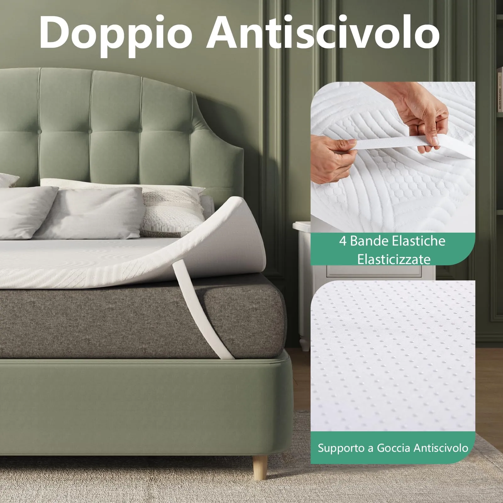 Novilla Materasso Topper, 135x190 cm, Altezza 5 cm, Schiuma di Fibra di Bambù, Traspirante e Antiscivolo - immagine 9