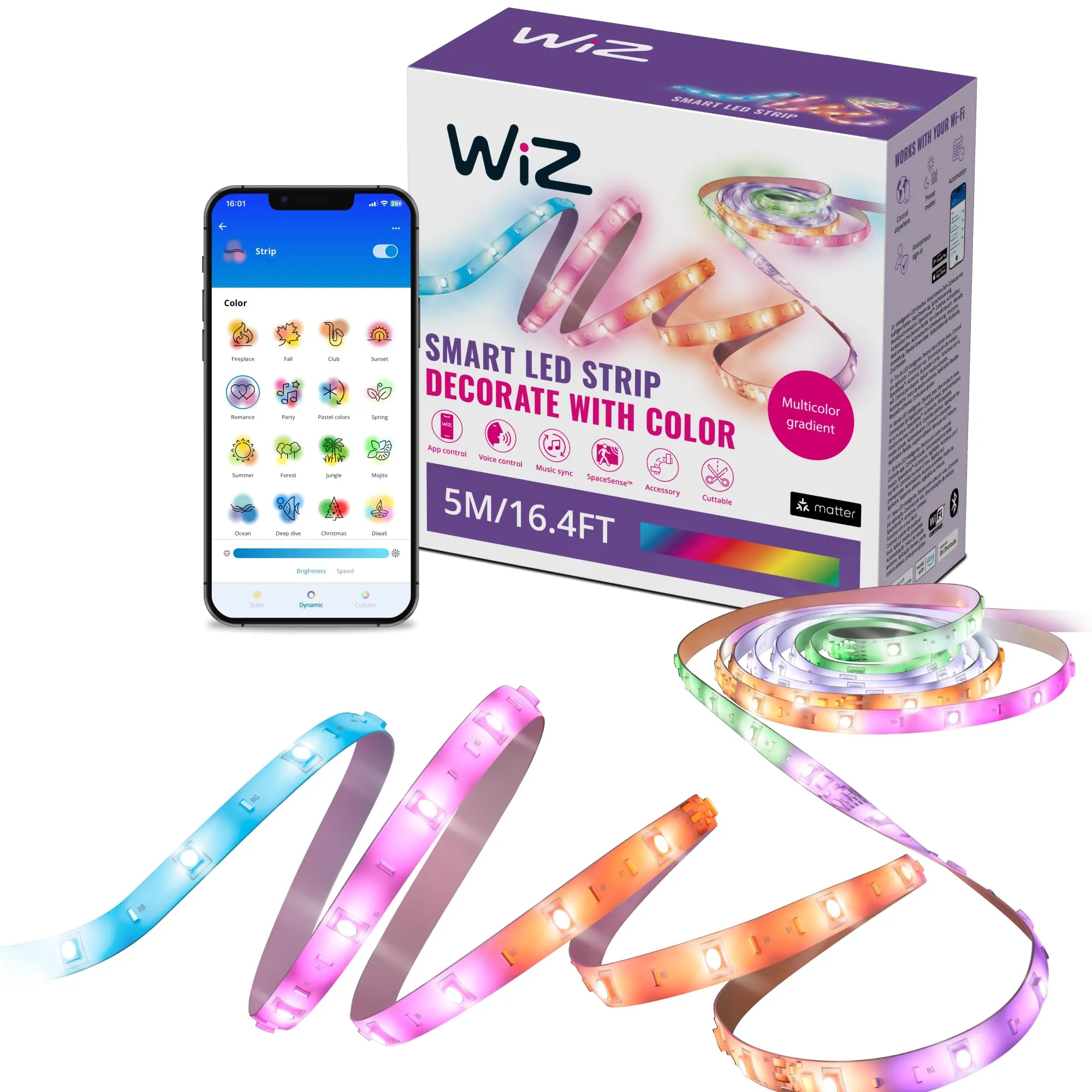 WiZ Striscia LED Smart RGB, 5m, Tagliabile - immagine 1