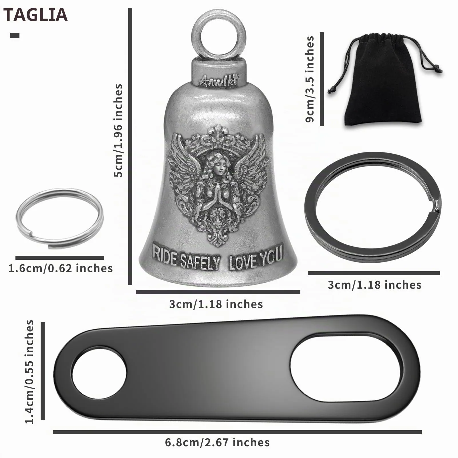 Anwlki Campana Gremlin per Motociclista con Portachiavi, M - immagine 2