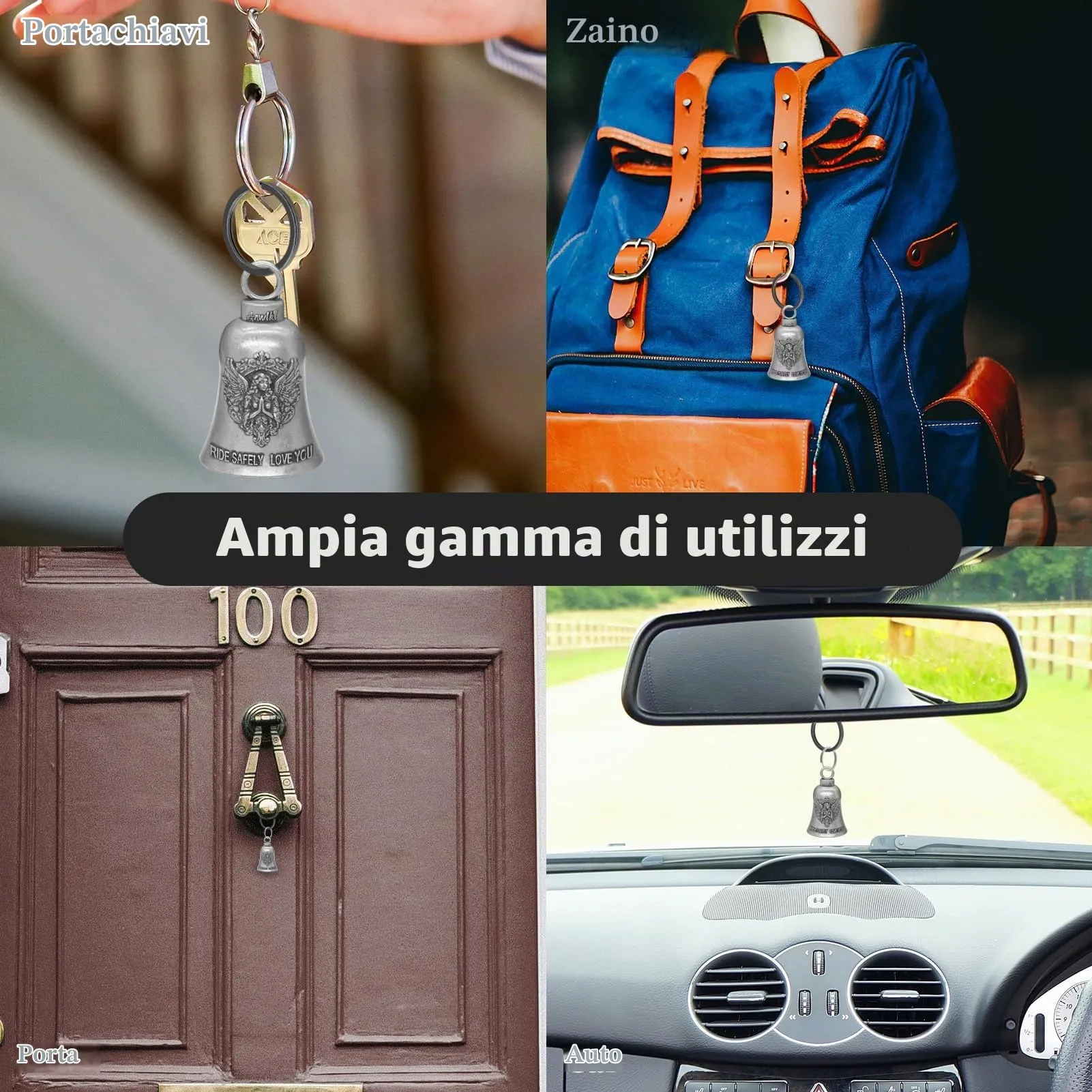 Anwlki Campana Gremlin per Motociclista con Portachiavi, M - immagine 6