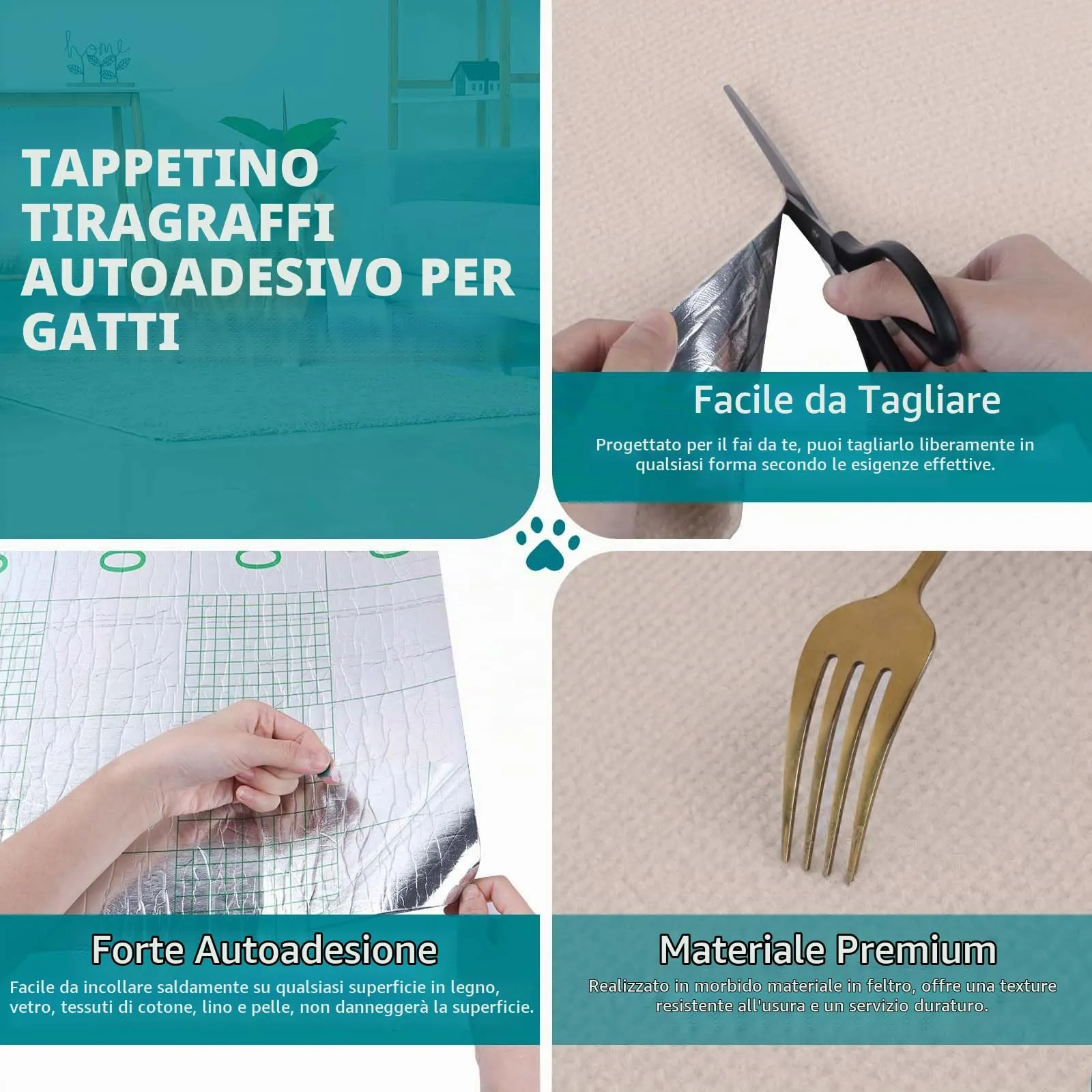 LSGCQ Tappeto Tiragraffi Adesivo per Gatti Protezione Divano, Beige, 40×400cm - immagine 3