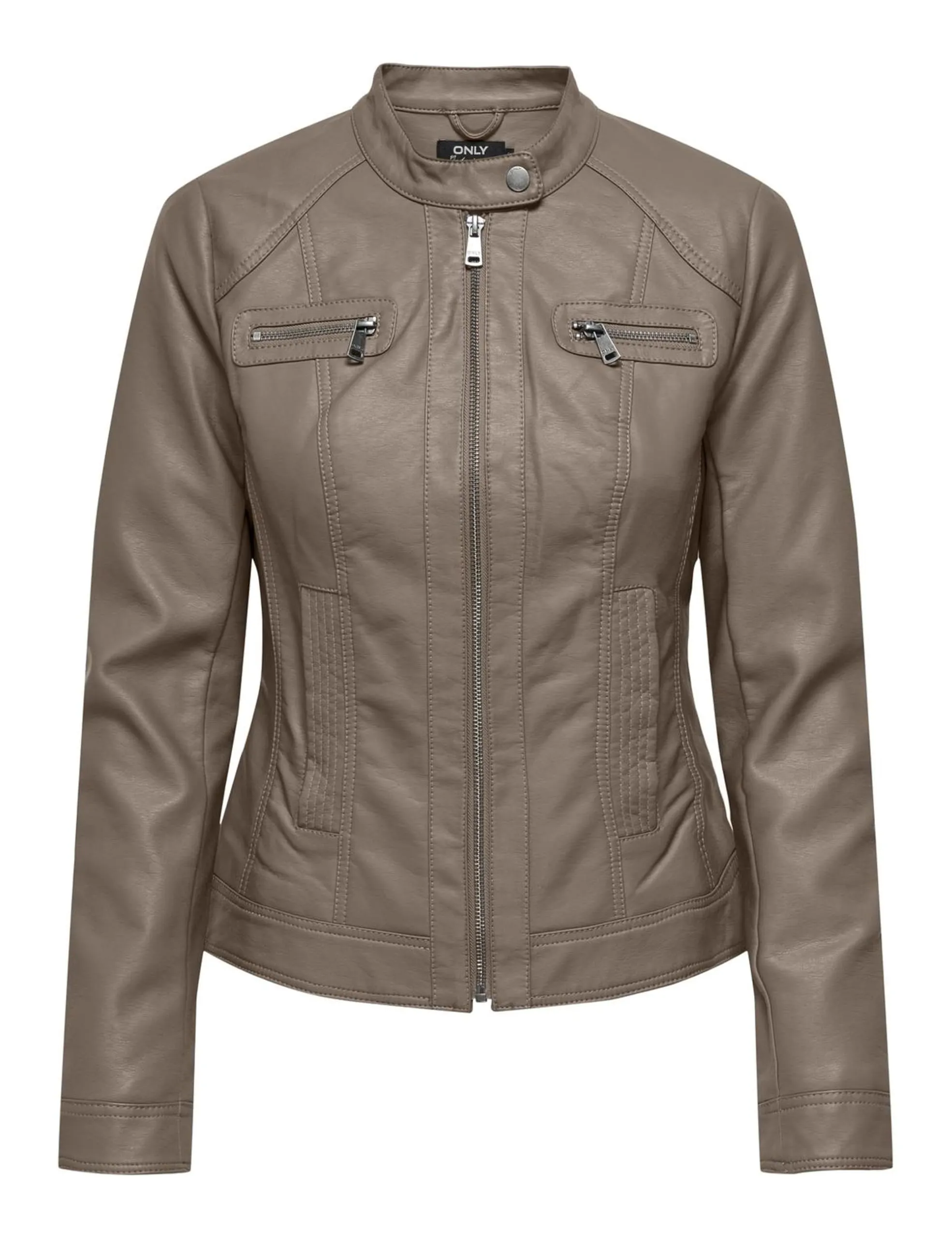 ONLY Bandit Biker Jacket for Women, Synthetic Leather, Walnut, Size 36 - immagine 1