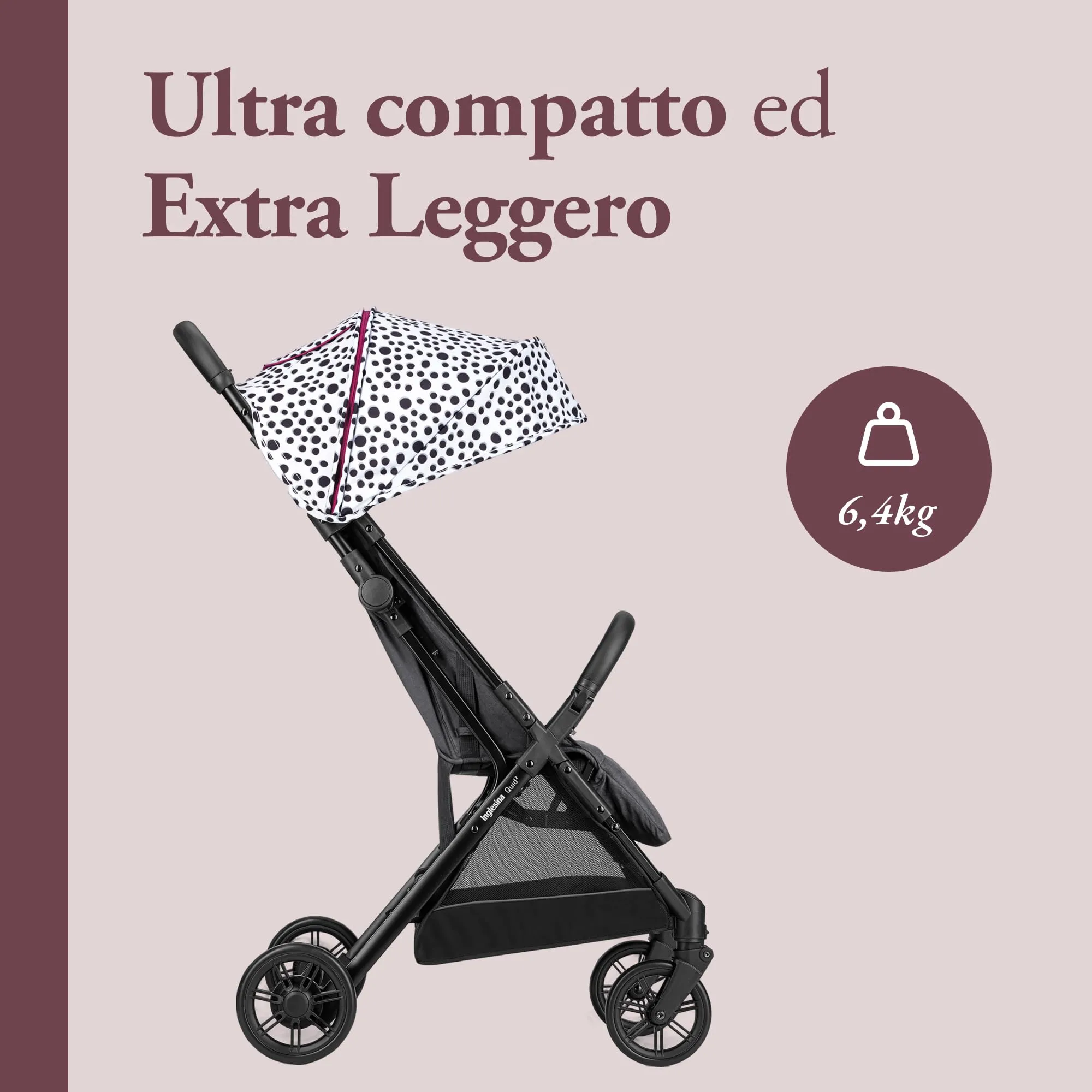 Inglesina Quid 2 Passeggino leggero, Polka Dots White - immagine 3