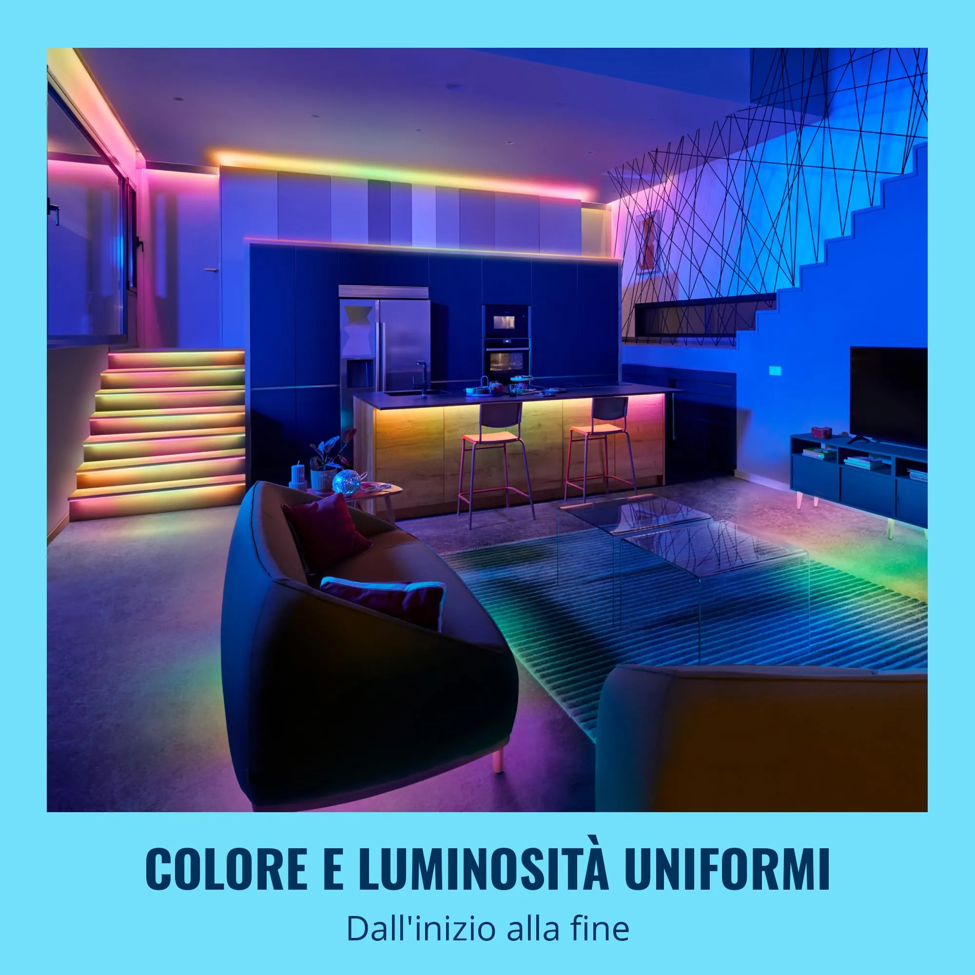 WiZ Striscia LED RGBIC 10m, 16 milioni di colori e sfumature di bianco, Wi-Fi, Controllo Vocale/App, Google Home, Alexa e HomeKit - immagine 2