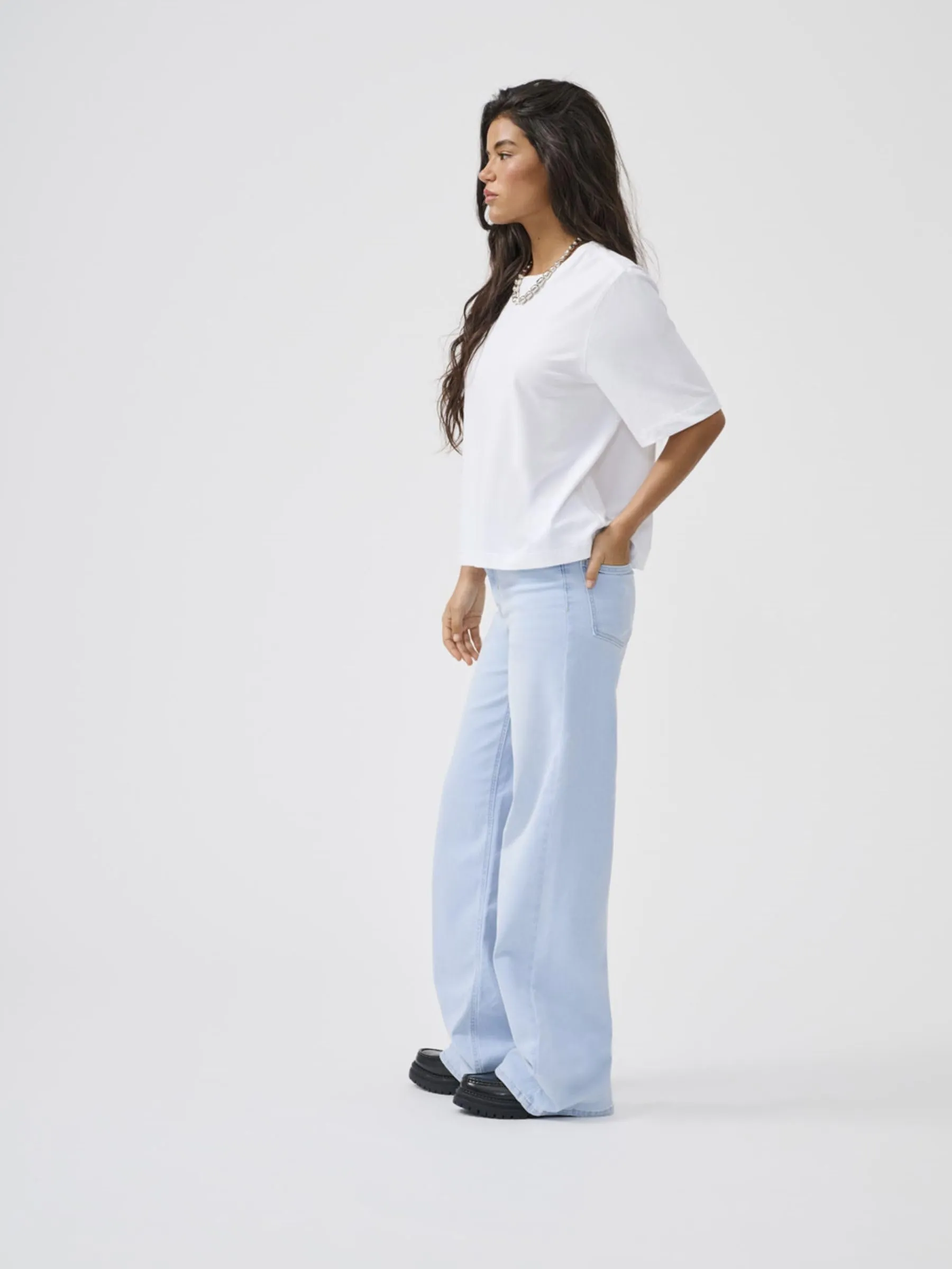 ONLY Onlmadison Blush HW Wide DNM Cro495 Noos Denim Sbiancato Azzurro L/30L - immagine 2