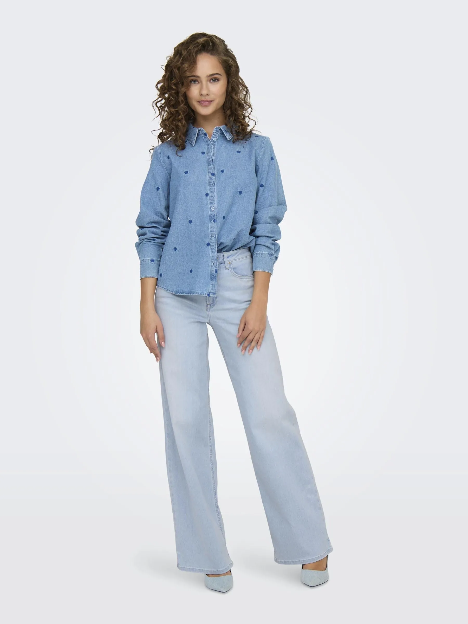 ONLY Onlmadison Blush HW Wide DNM Cro495 Noos Denim Sbiancato Azzurro L/30L - immagine 3