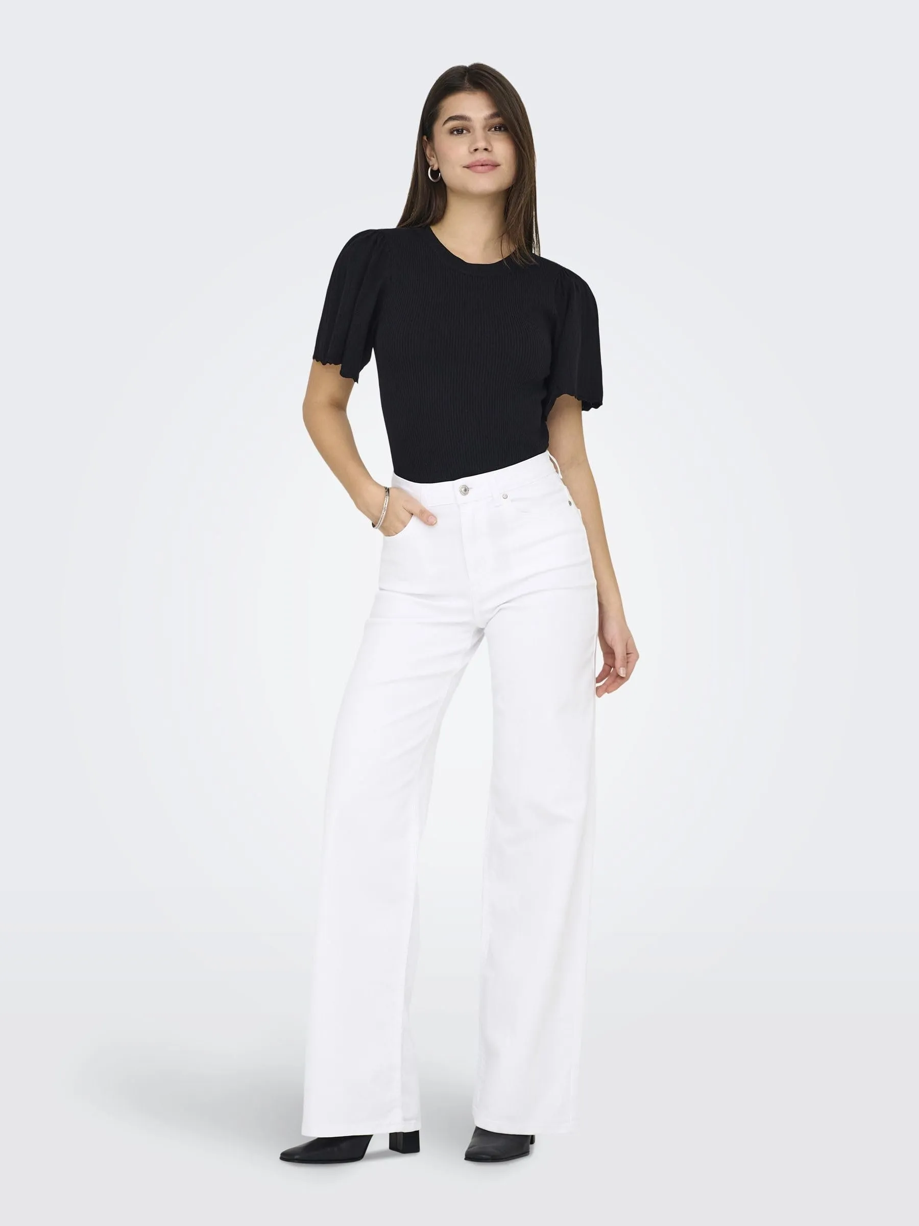 ONLY Madison Blush Wide Denim Crop Noos, Bianco, XS x 30L - immagine 3