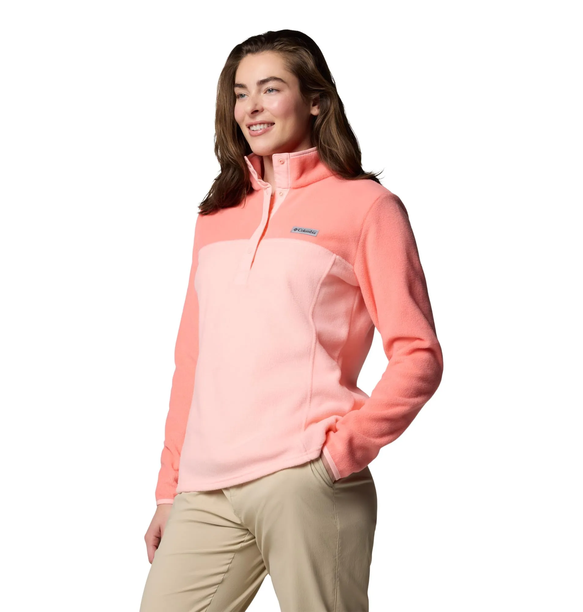 Columbia Benton Springs Half-Snap II Women's Fleece Pullover, Pink Sand/Alpenglow, L - immagine 4
